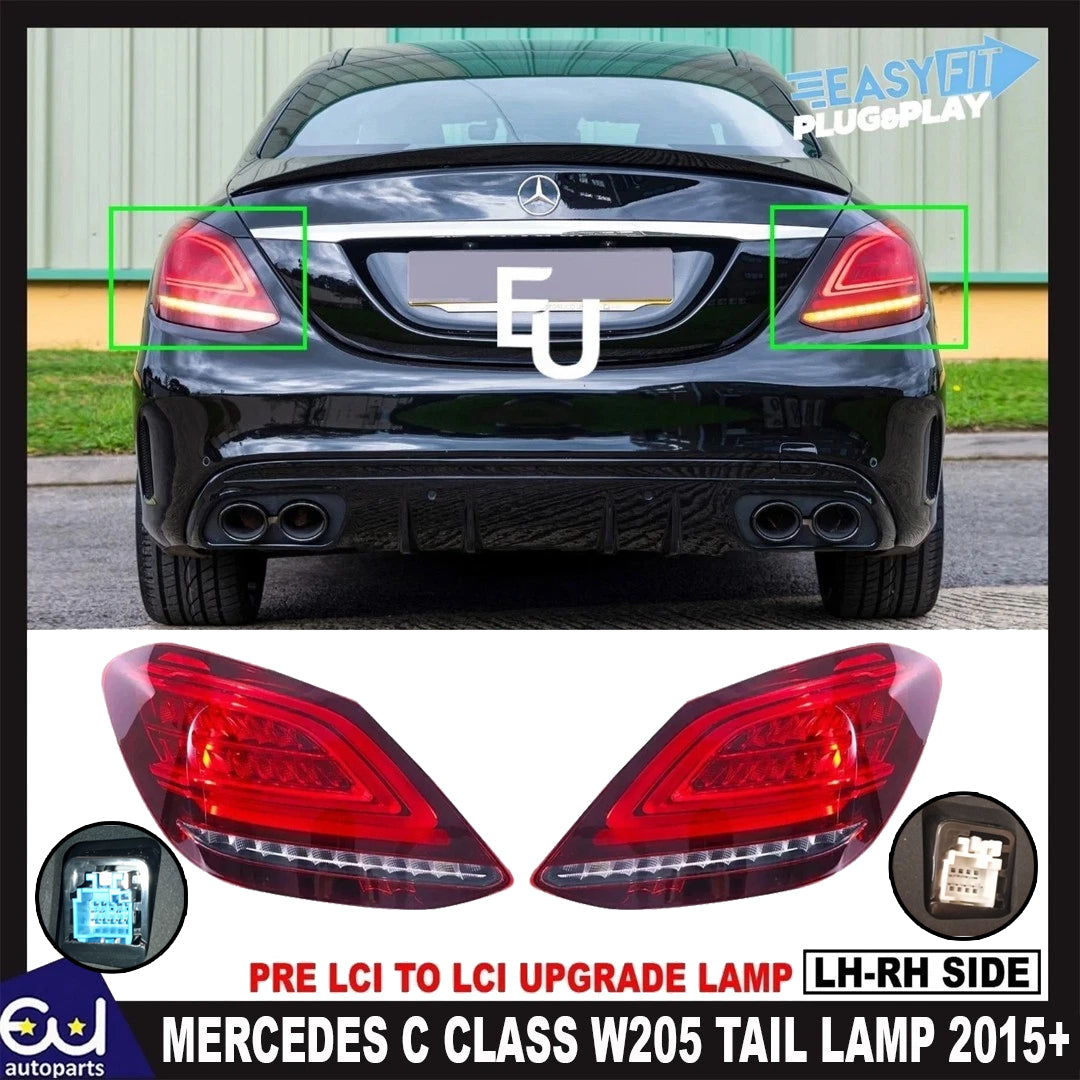 FOR MERCEDES C CLASS W205 LEFT RIGHT SIDE PAIR LED UPGRADE TAIL LIGHT LAMP 15-18
