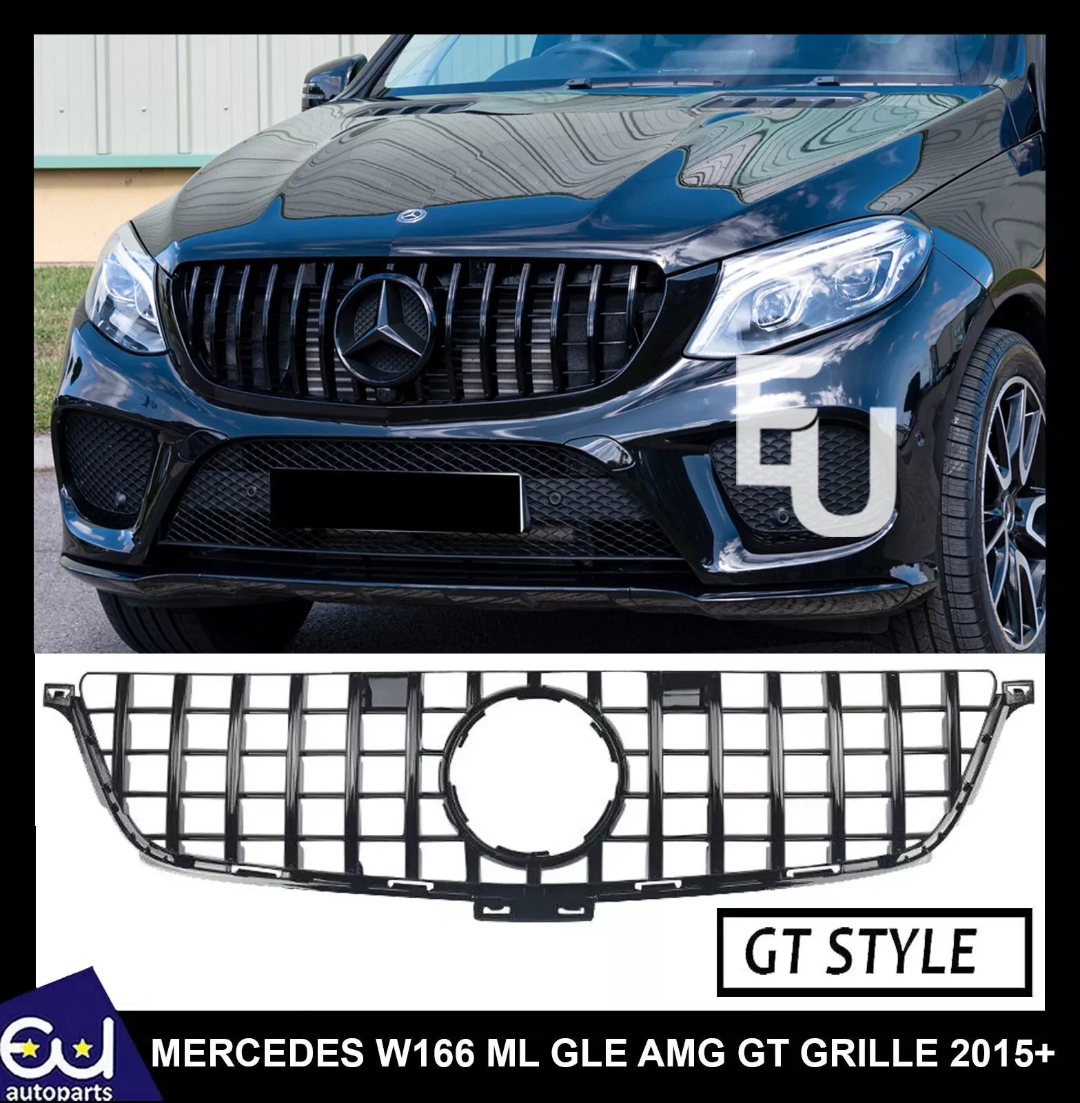 FOR MERCEDES M CLASS W166 ML AMG PANAMERICANA GLOSS GT STYLE GRILLE 15-2019 LCI