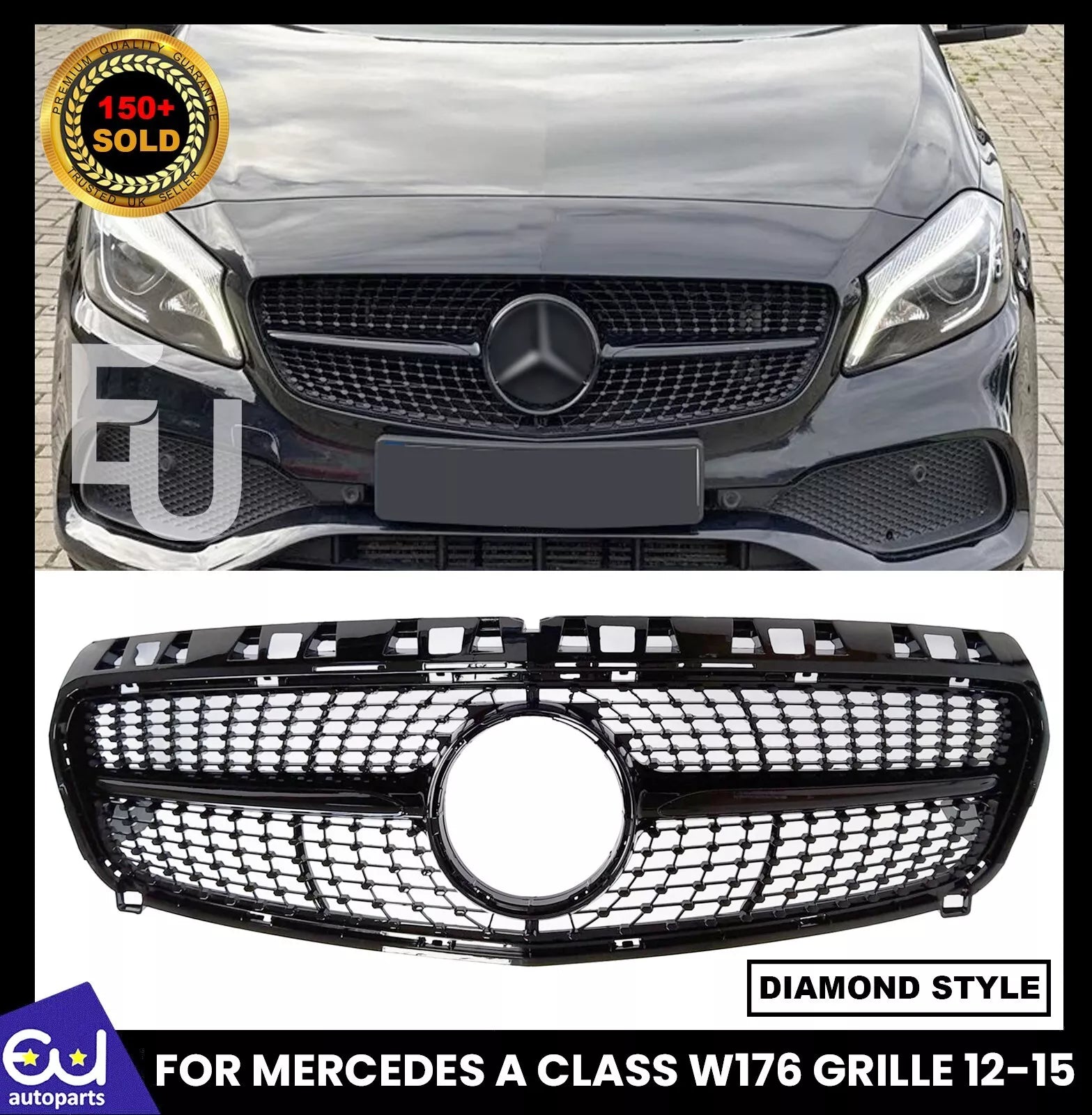 FOR MERCEDES A CLASS W176 FRONT BUMPER GRILLE GRILL DIAMOND BLACK PRE FACELIFT