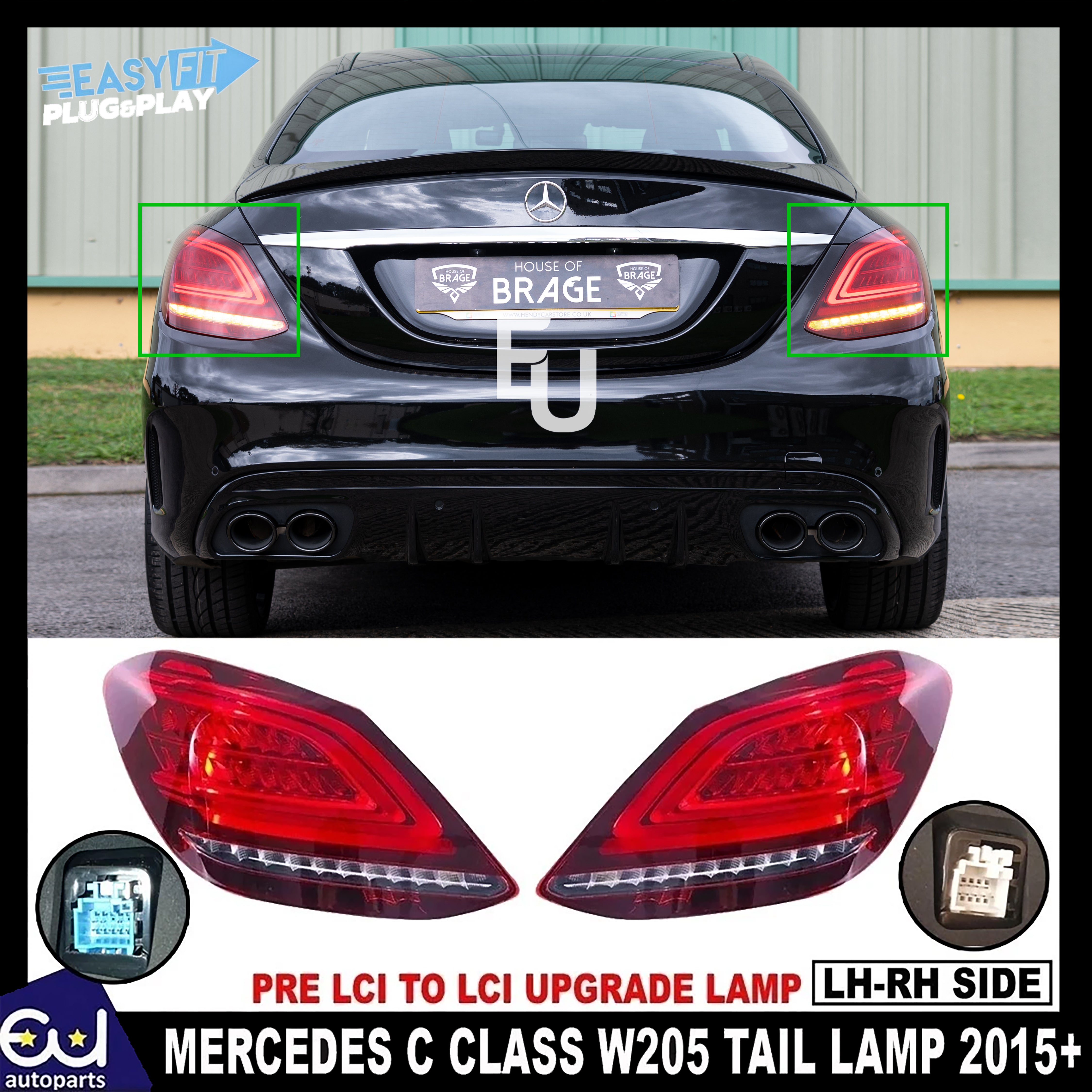 FOR MERCEDES C CLASS W205 LH+RH SIDE PAIR LED UPGRADE REAR TAIL LIGHT LAMP 2015+