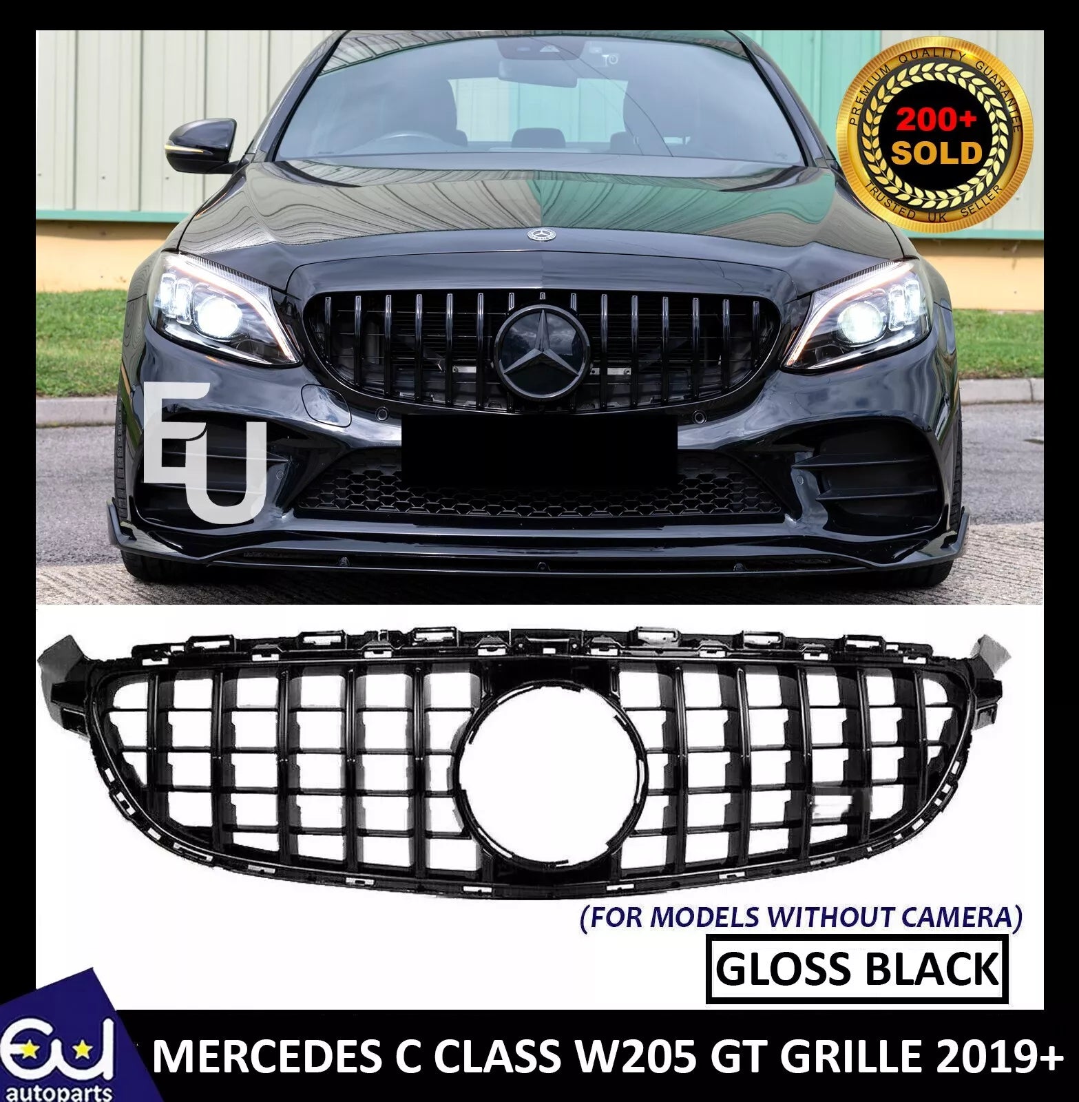 FOR MERCEDES C CLASS W205 C205 GRILLE GRILL PANAMERICANA GT GLOSS 2019+ FACELIFT