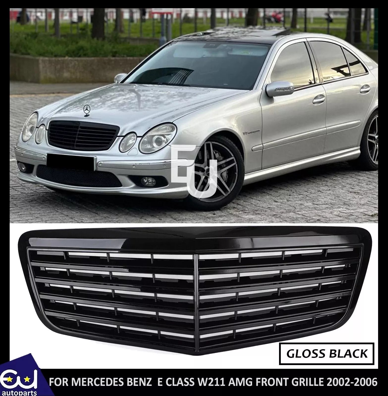 FRONT BUMPER GRILLE GRILL FOR MERCEDES E CLASS W211 S211 E320 E350 E55 AMG BLACK