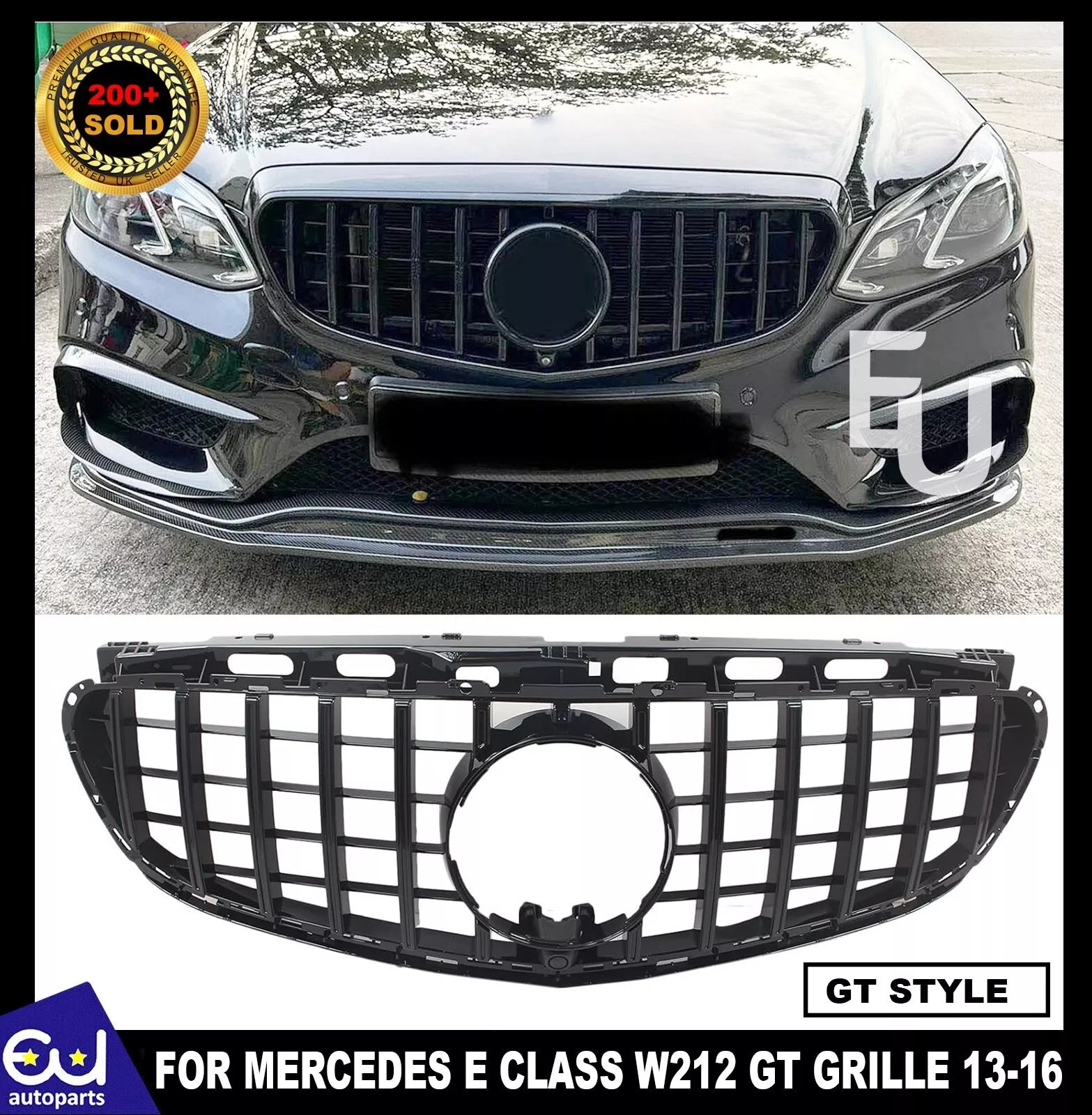 FOR MERCEDES E CLASS W212 13-2016 FRONT GRILLE GRILL BLACK PANAMERICANA GT STYLE