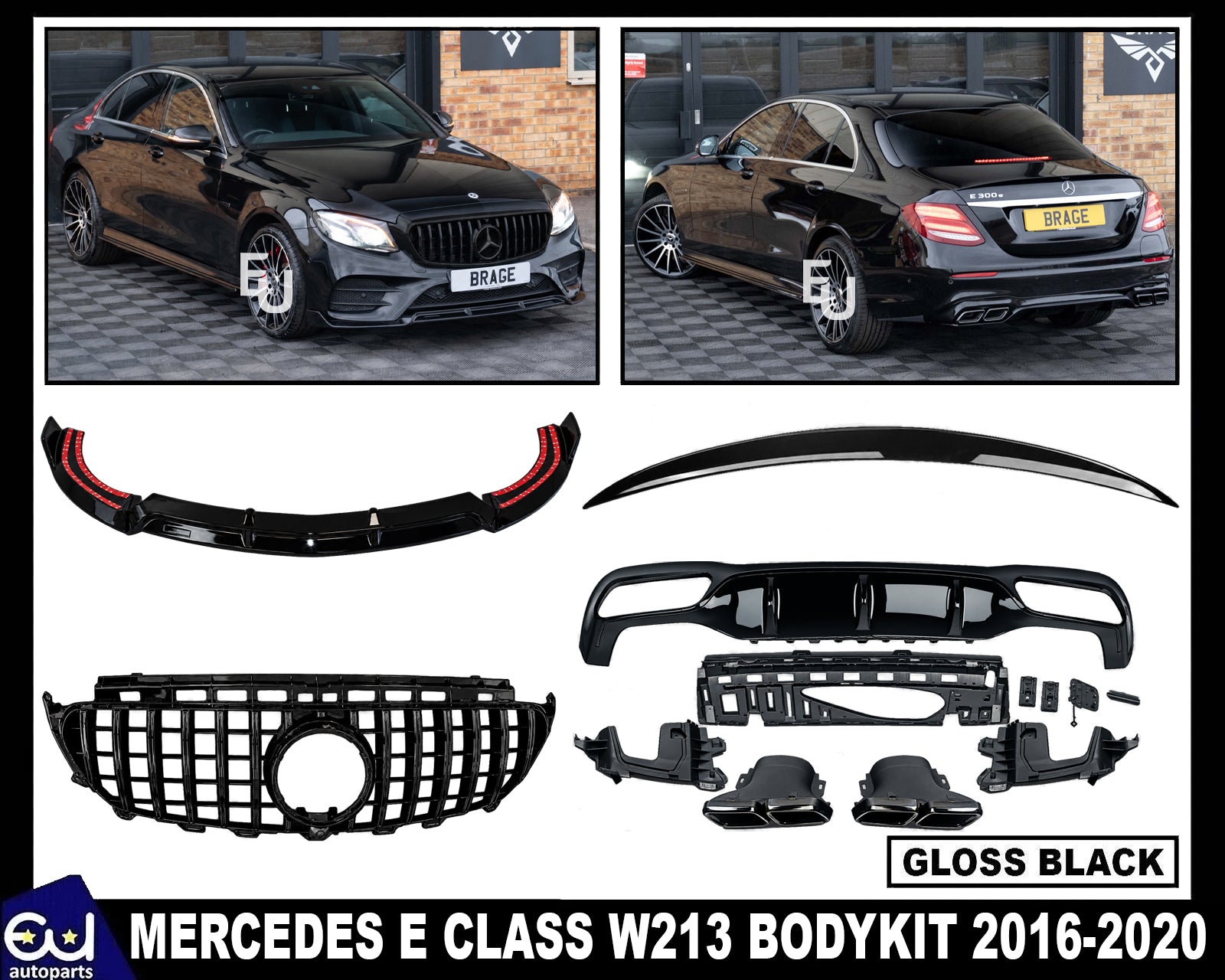 BODYKIT FOR MERCEDES E CLASS W213 E63 LOOK REAR DIFFUSER FRONT SPLITTER 16-20