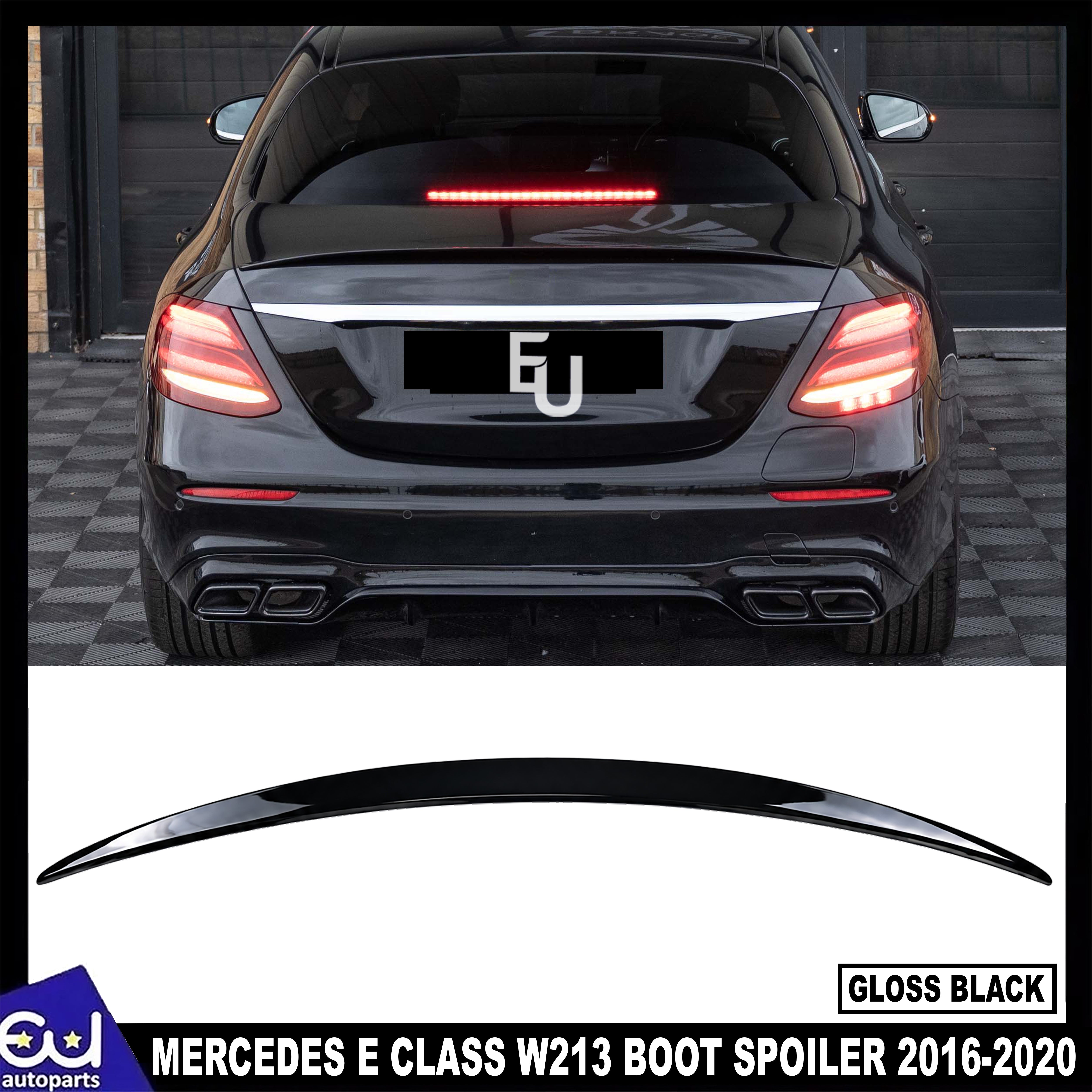 FOR MERCEDES E CLASS W213 SALOON C63 STYLE REAR BOOT SPOILER GLOSS BLACK 16-2020