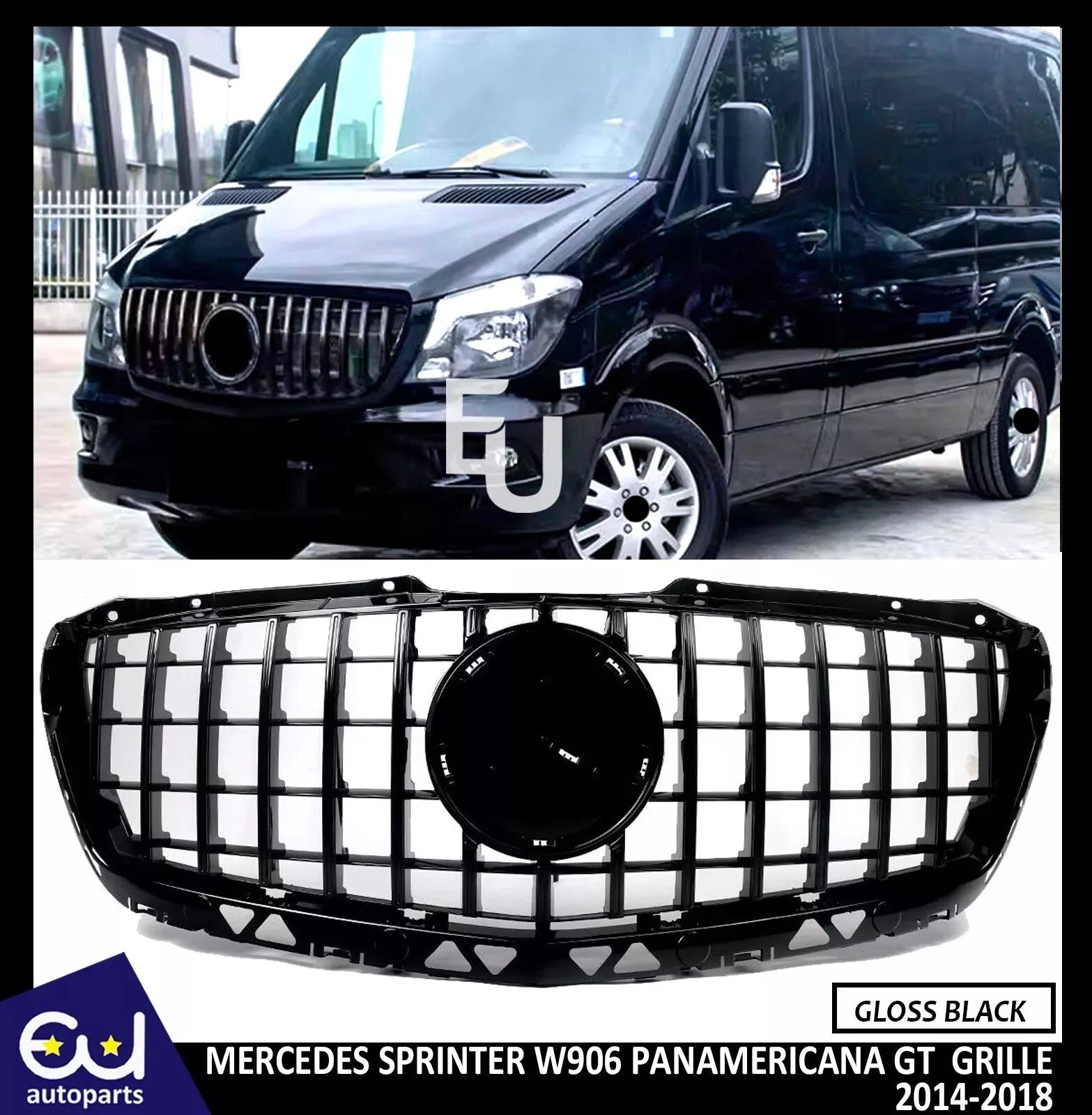 FOR MERCEDES SPRINTER W906 14-18 PANAMERICANA GT GTR GRILLE GRILL FACELIFT BLACK