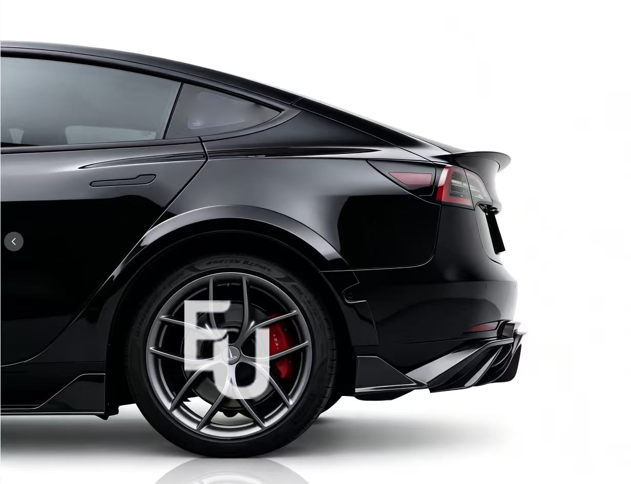 BRAGE DESIGN REAR BUMPER DIFFUSER WITH LED FOR TESLA MODEL 3 GLOSS BLK 2017-2023