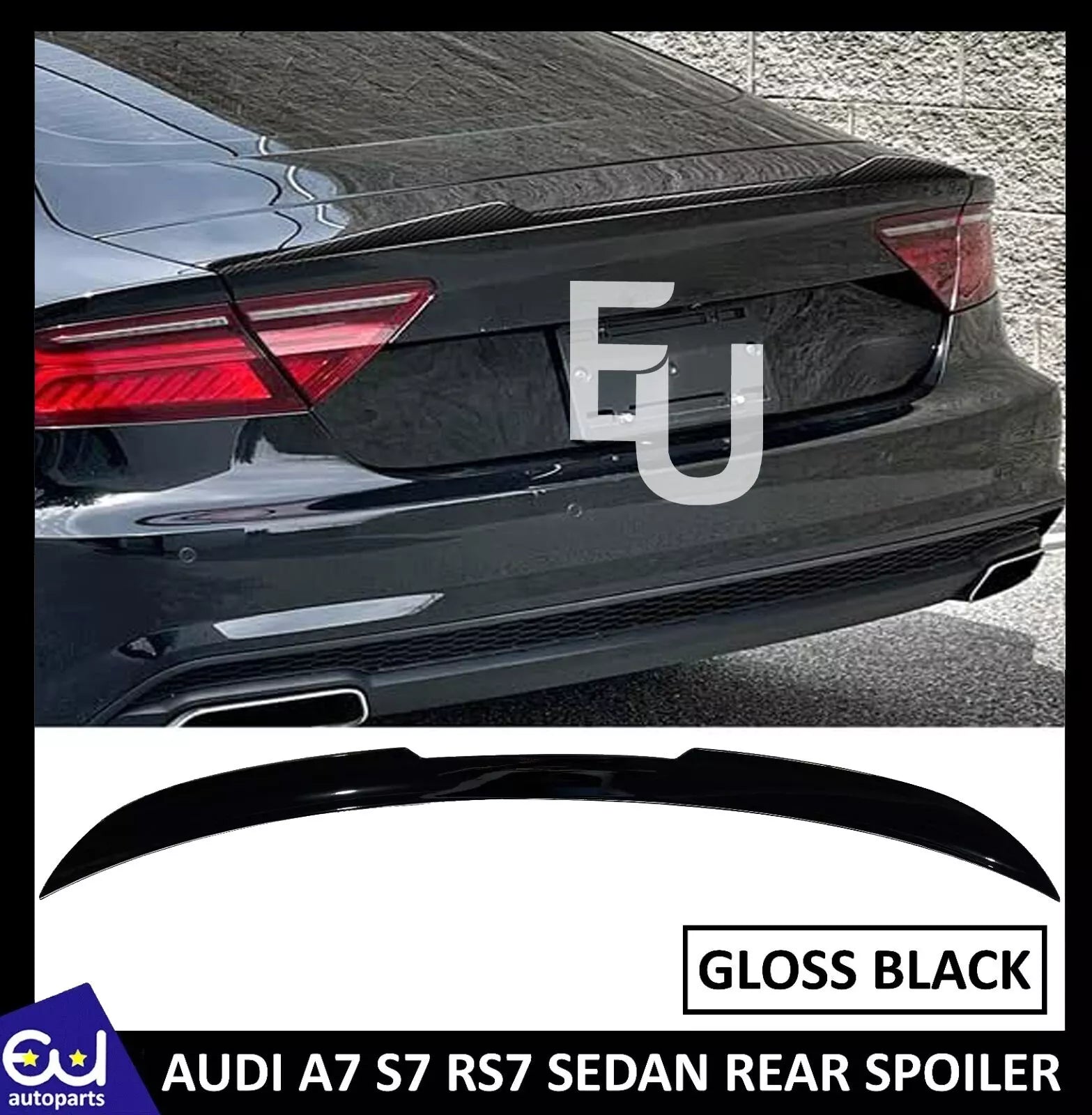 REAR BOOT TRUNK SPOILER LIP WING FOR AUDI A7 S7 RS7 4G SEDAN 10-2018 GLOSS BLACK