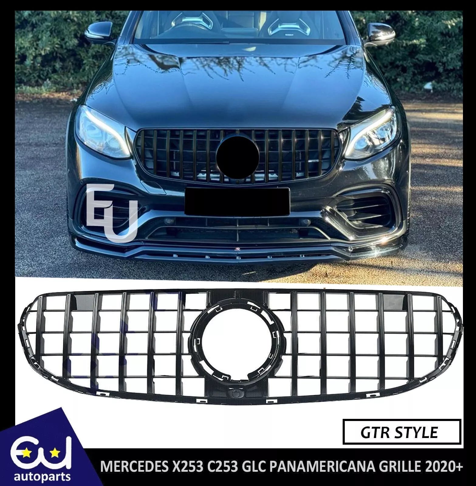 FOR MERCEDES X253 C253 GLC 2020+ PANAMERICANA GTR STYLE SPORT GRILLE GLOSS BLACK