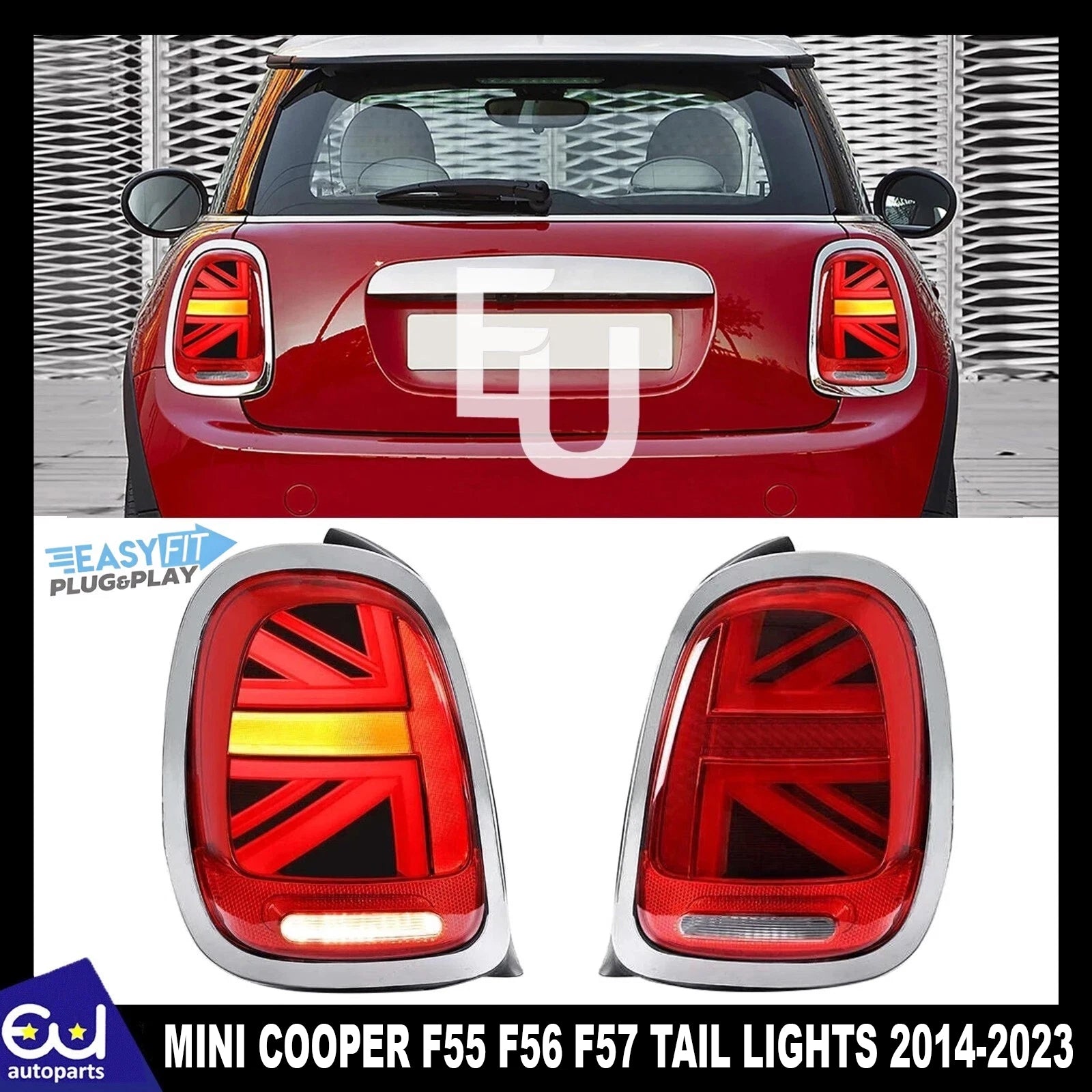 RED LED REAR LIGHTS FOR MINI COOPER F55 F56 F57 UNION JACK W/SEQUENTIAL 14-23