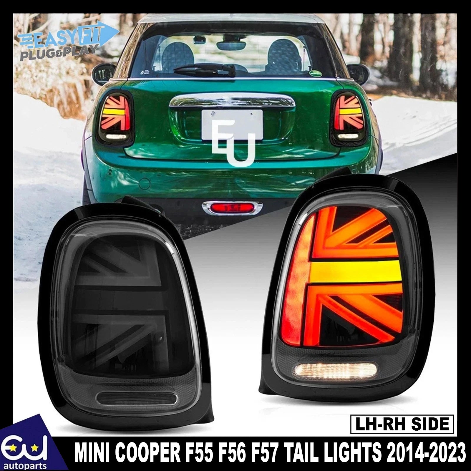 PAIR LED TAIL LIGHTS FOR MINI COOPER F55 F56 F57 2014-2023 UNION JACK REAR LAMP