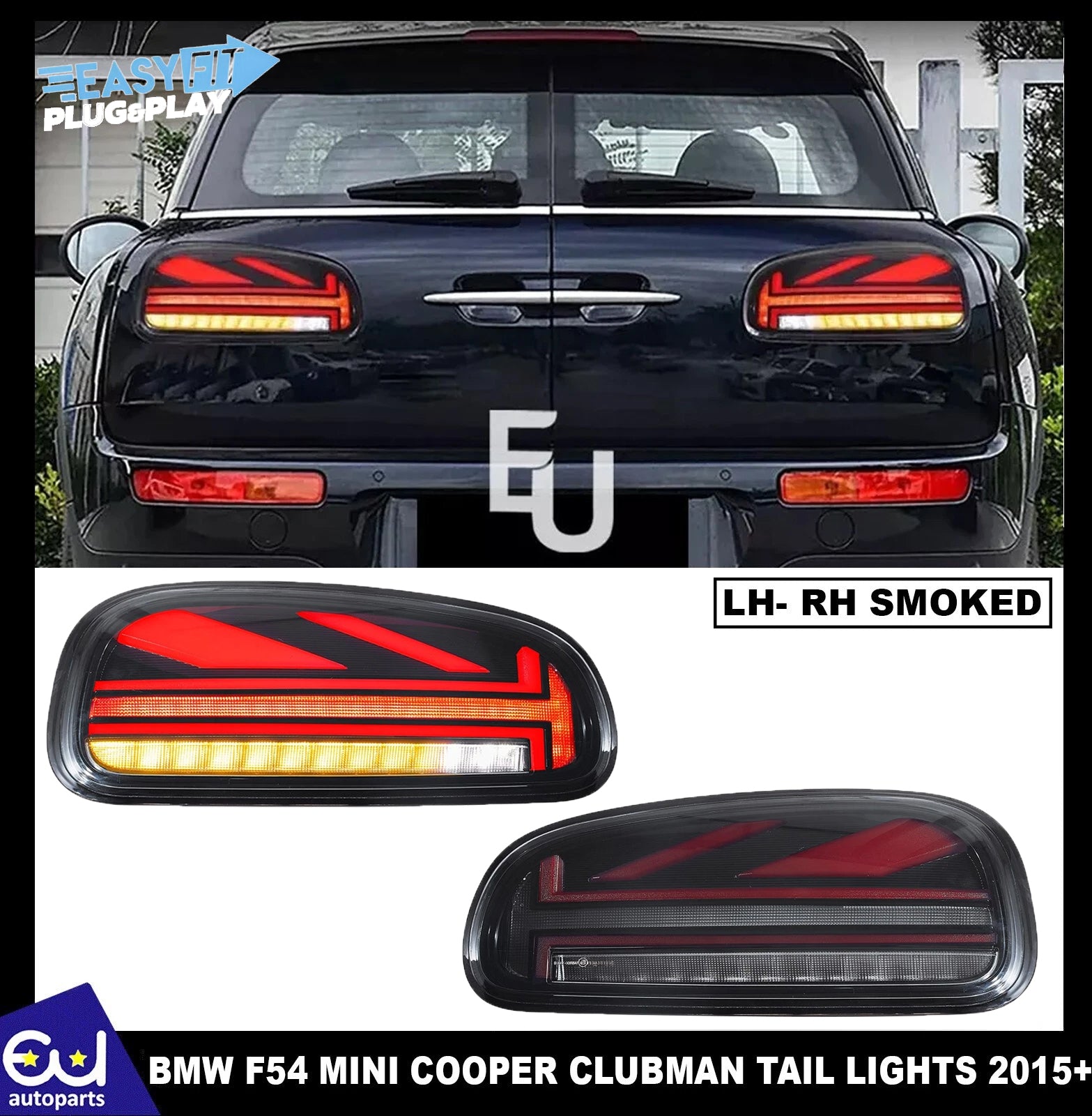 FOR MINI COOPER CLUBMAN F54 2014-2023 FULL LED RED BRAKE REAR LIGHTS W/ANIMATION