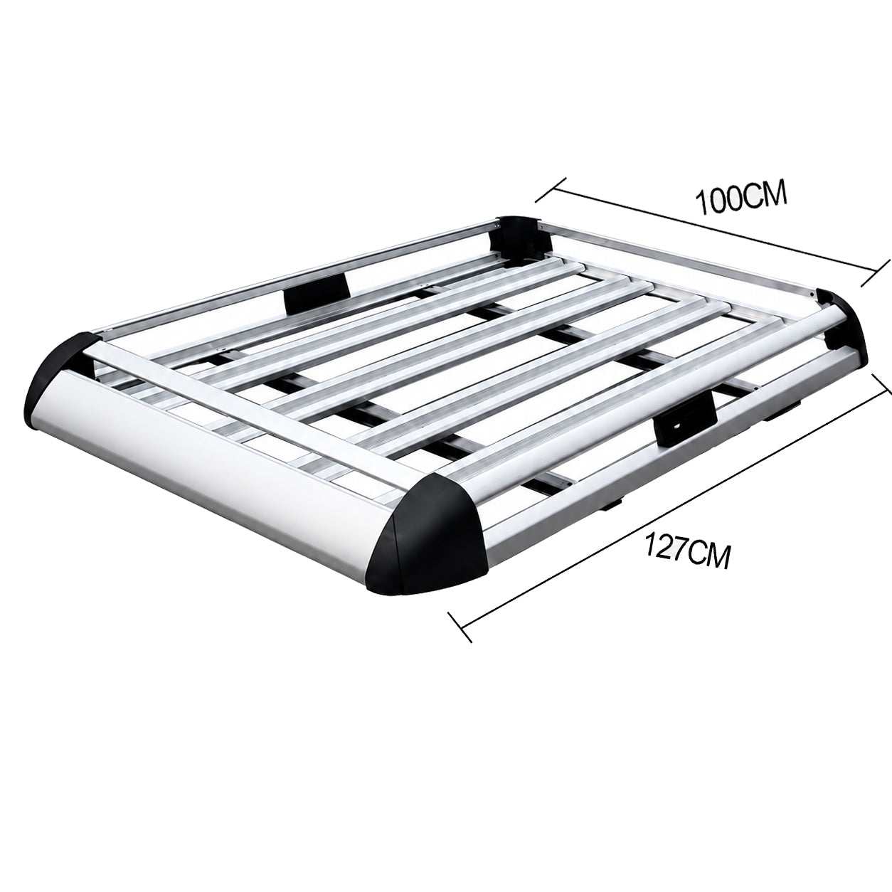 UNIVERSAL ALUMINIUM ROOF RACK BASKET TRAY LUGGAGE CARGO CARRIER SILVER 127*100CM