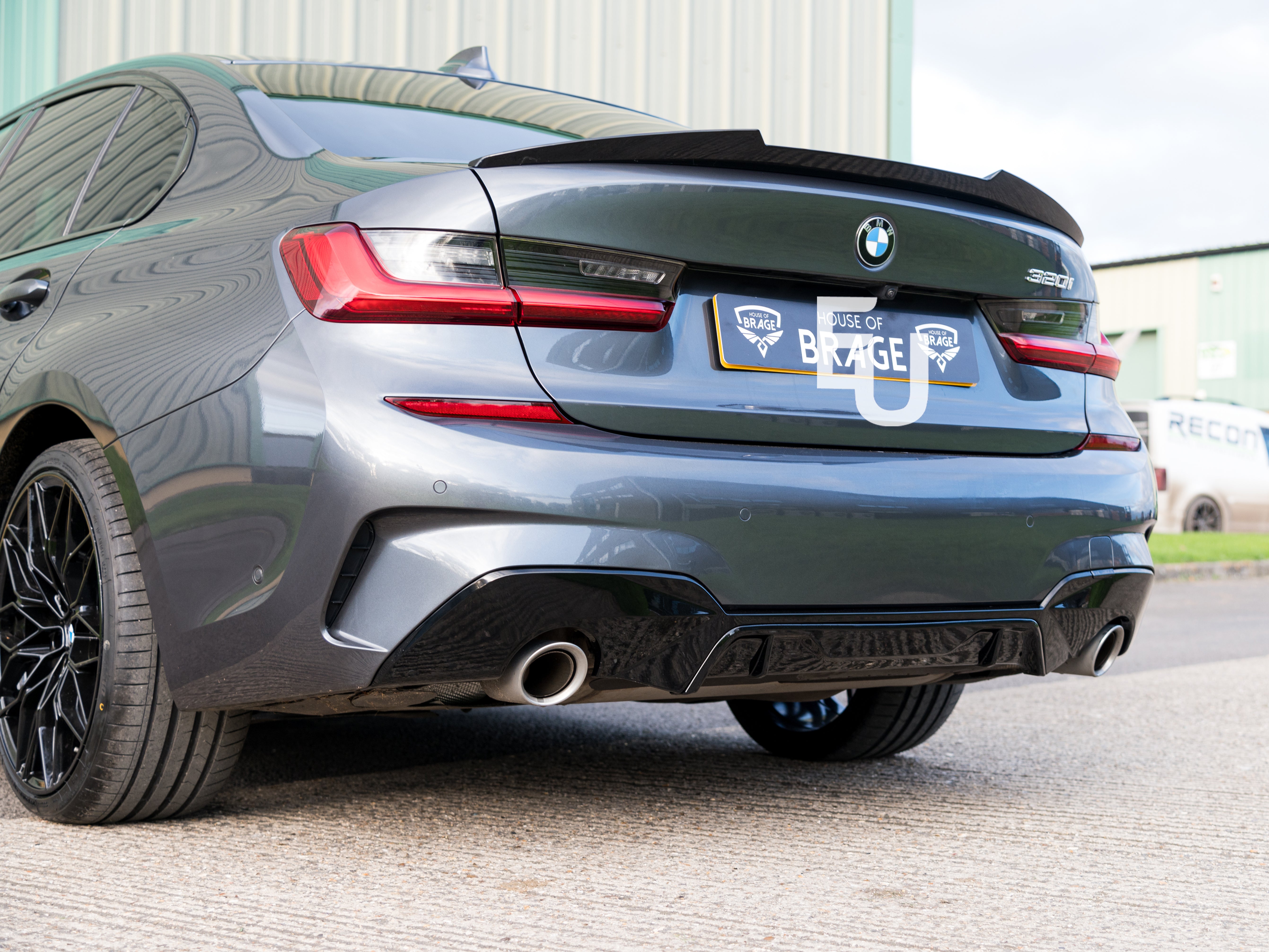 FOR BMW 3 SERIES G20 G21 M SPORT GLOSS BLACK REAR DIFFUSER TWIN EXHAUST  18+