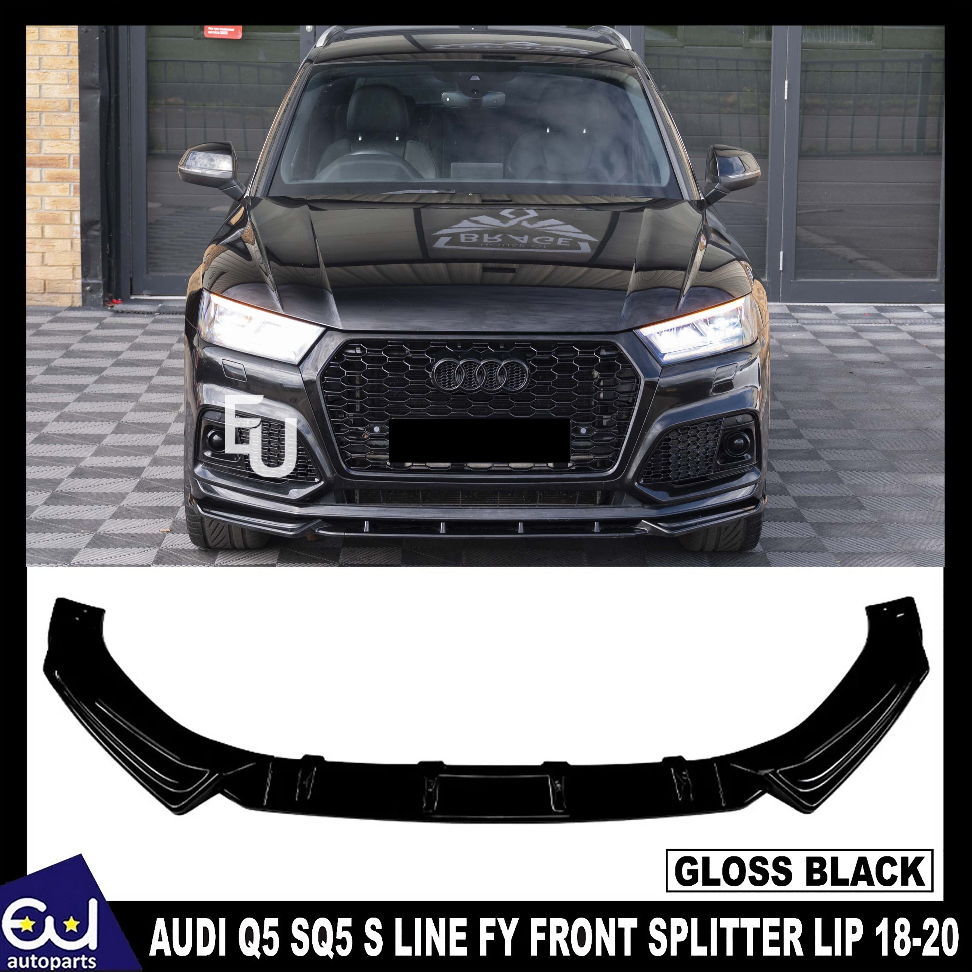 FOR AUDI Q5 SQ5 S LINE FY FRONT SPLITTER SPOILER LIP AERO GLOSS BLACK 18-20
