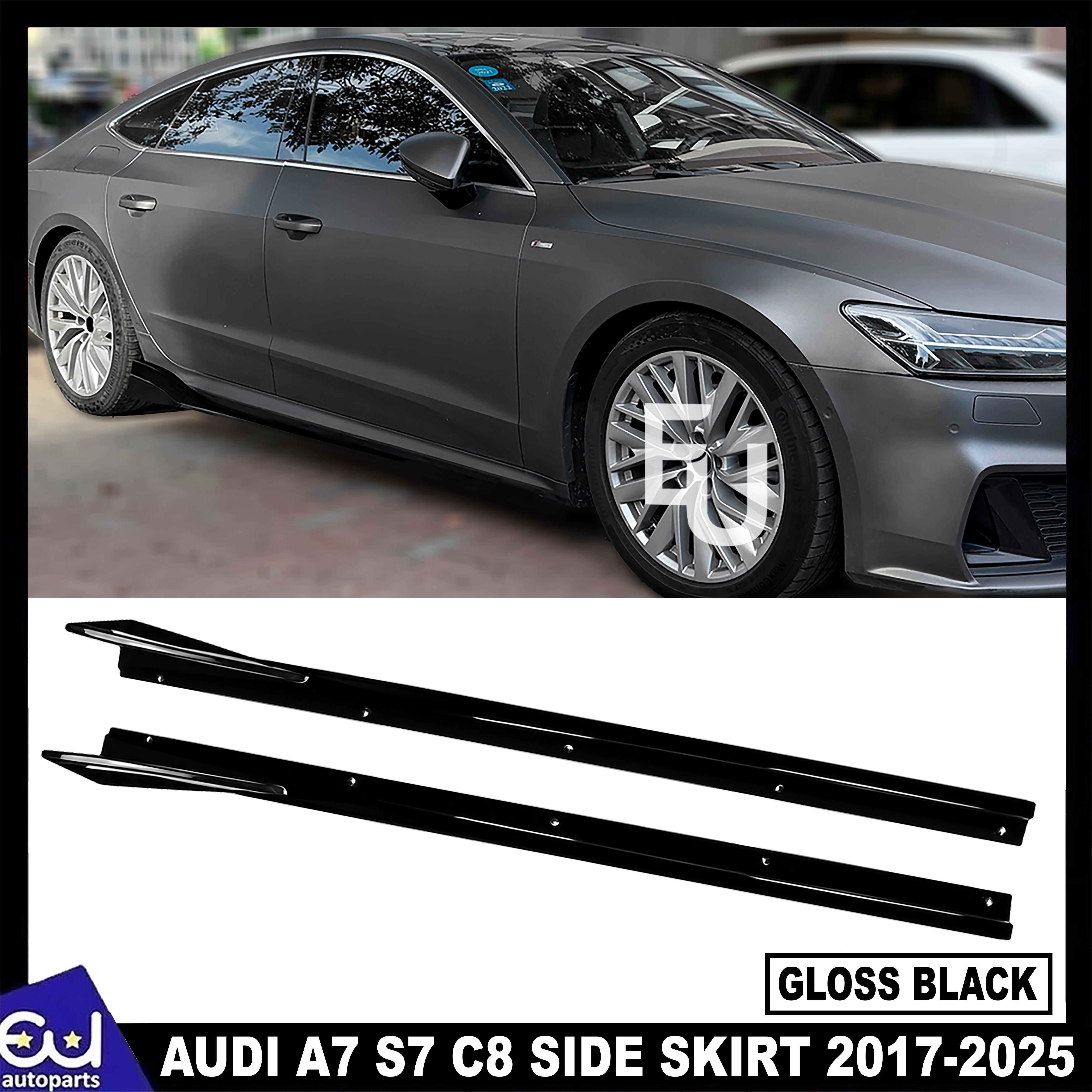 FOR AUDI A7 S7 S LINE C8 SIDE SKIRT SKIRTS EXTENSION BLADE GLOSS BLACK 2017-2025