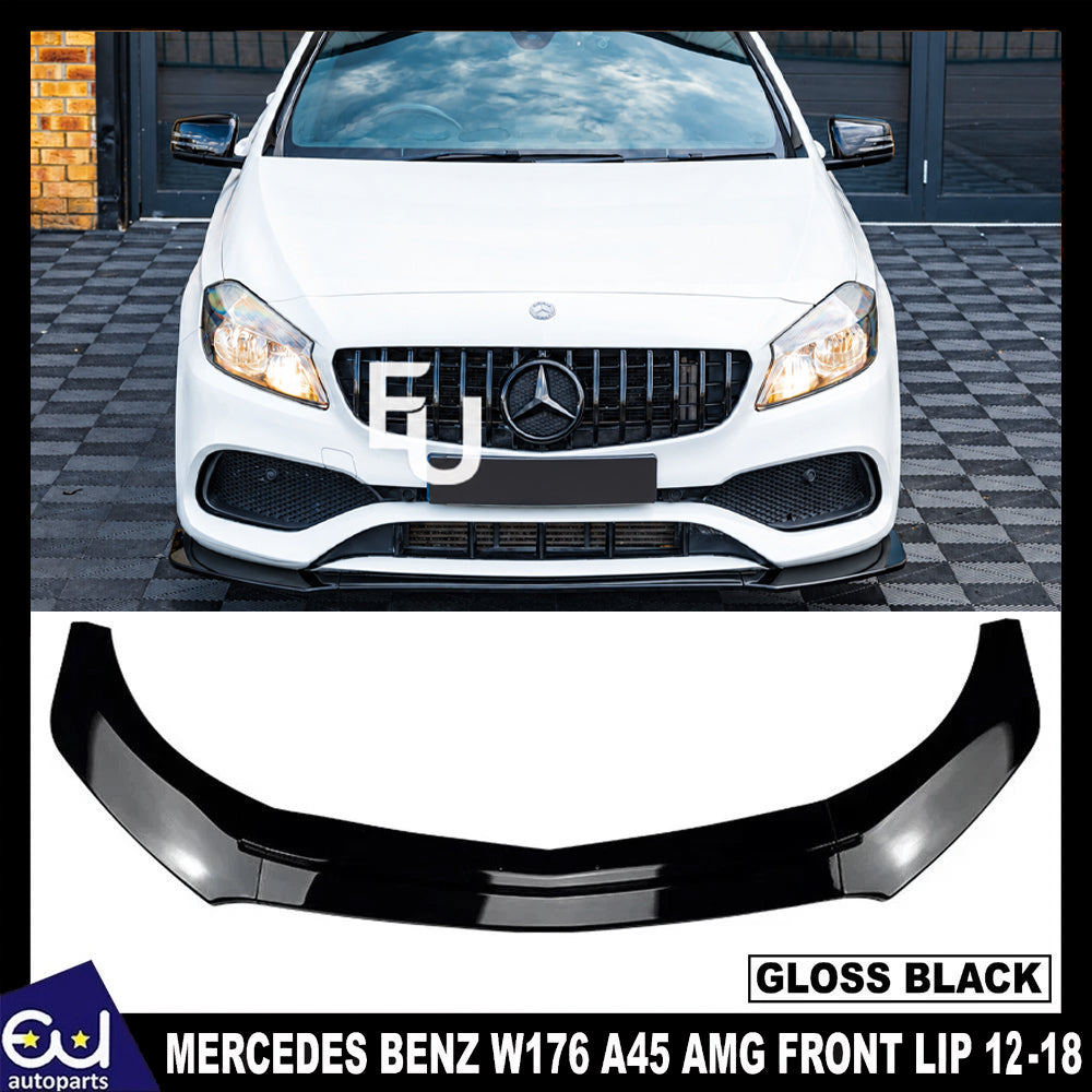 FOR MERCEDES A CLASS W176 AMG LINE FRONT SPLITTER LIP GLOSS BLACK 2012-2018