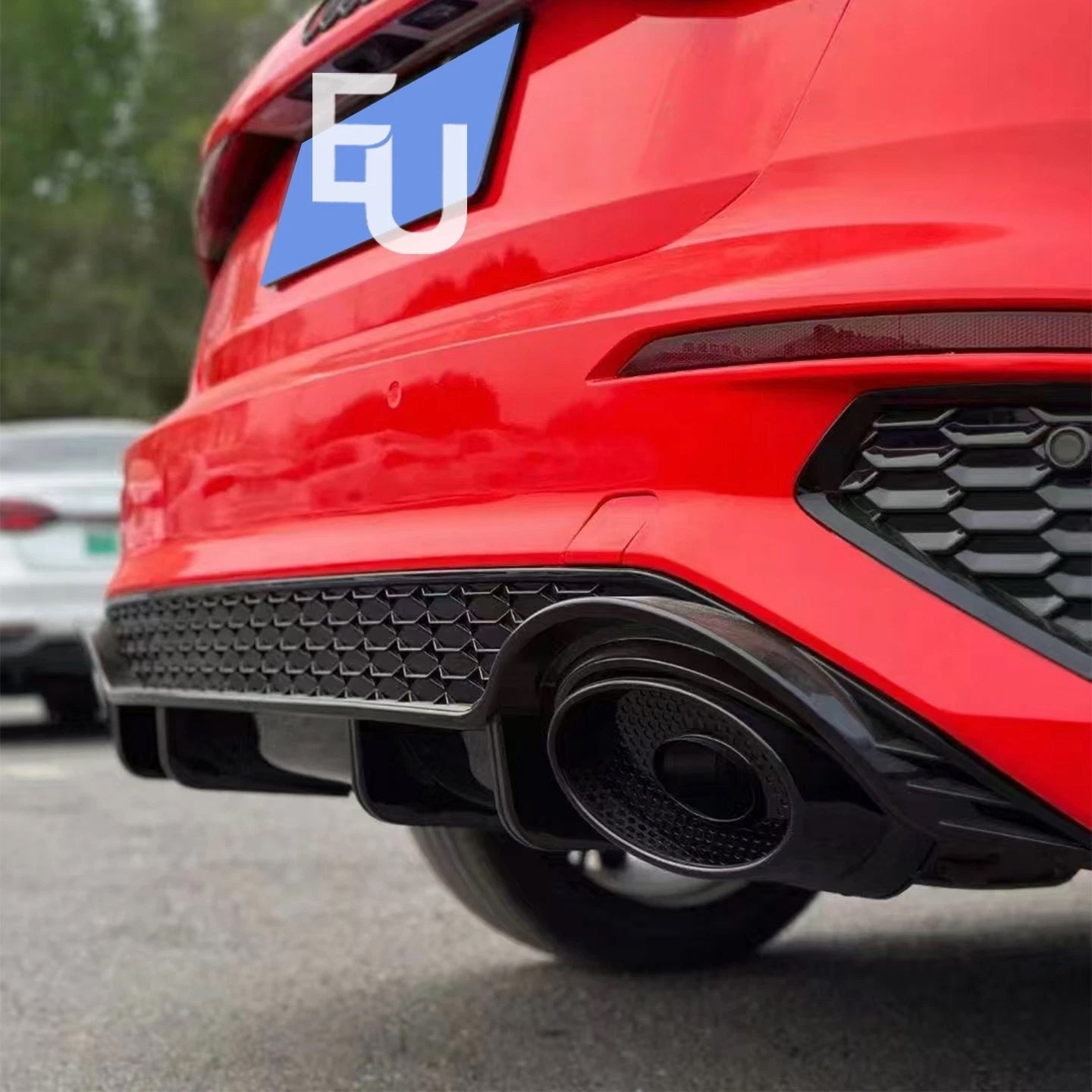 FOR AUDI A3 S3 8Y S-LINE HATCHBACK RS3 LOOK REAR BUMPER DIFFUSER W/PIPES 2020+