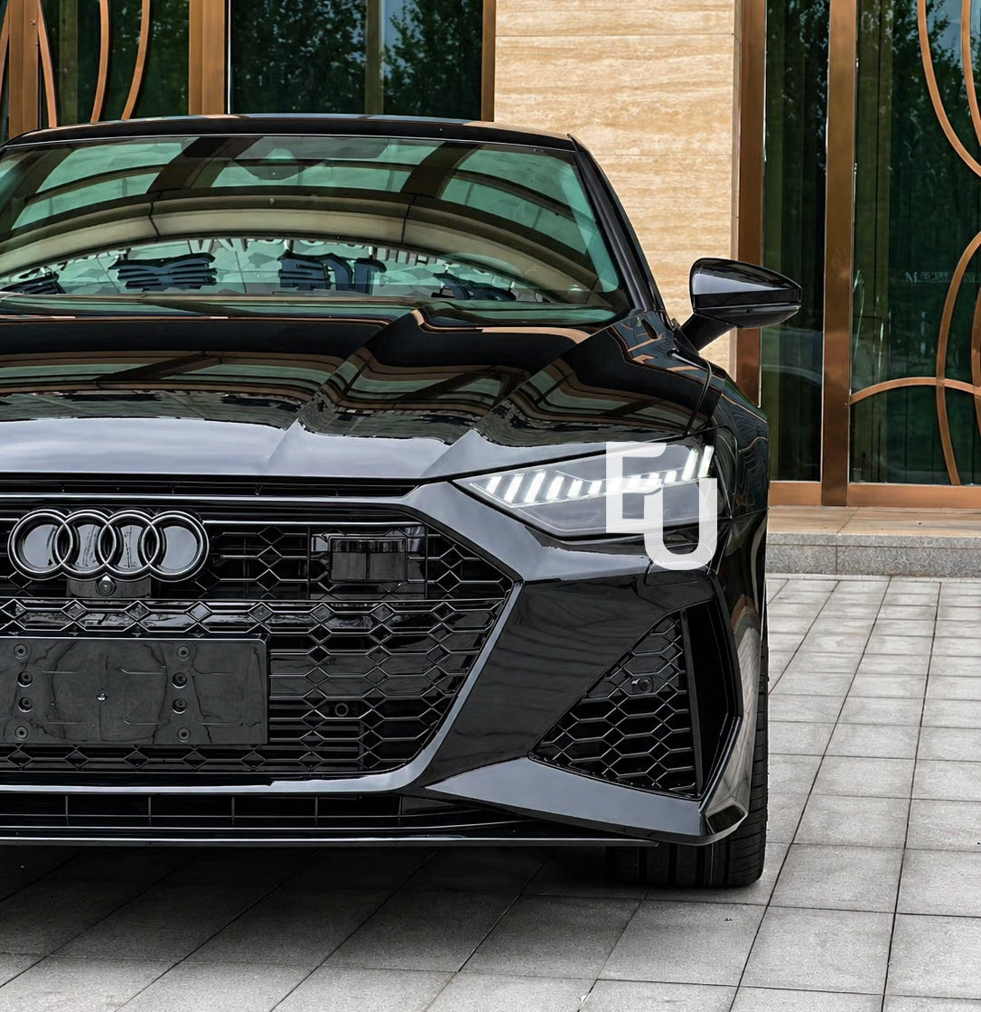 FRONT BUMPER RS7 STYLE PRIMER UPGRADE GLOSS BLACK TRIM FOR AUDI A7 C8 4K MK2 18+