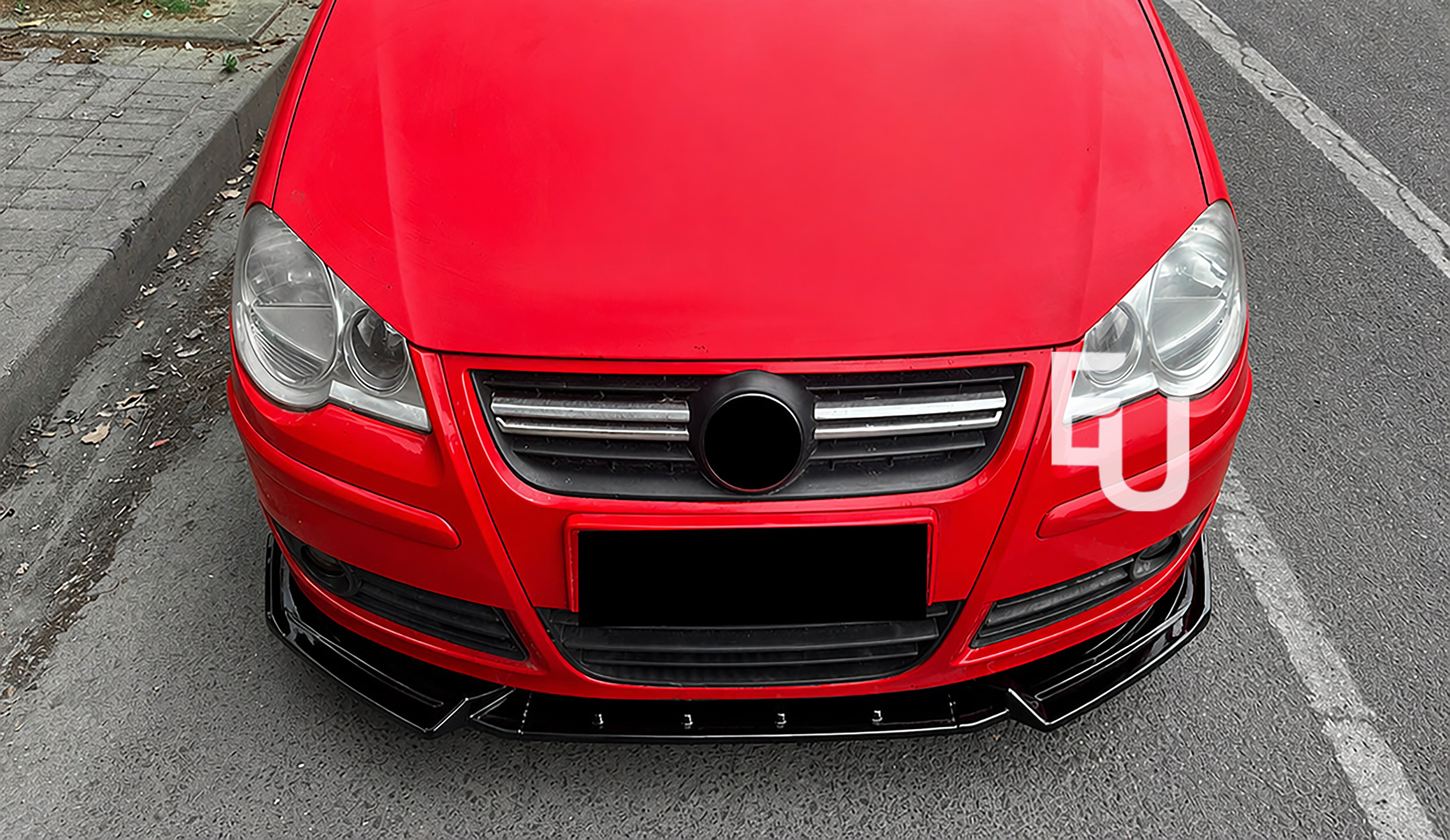 FOR VW POLO MK4 9N3 GLOSS BLACK FRONT SPLITTER LIP SPOILER BODYKIT LCI 2005-2009