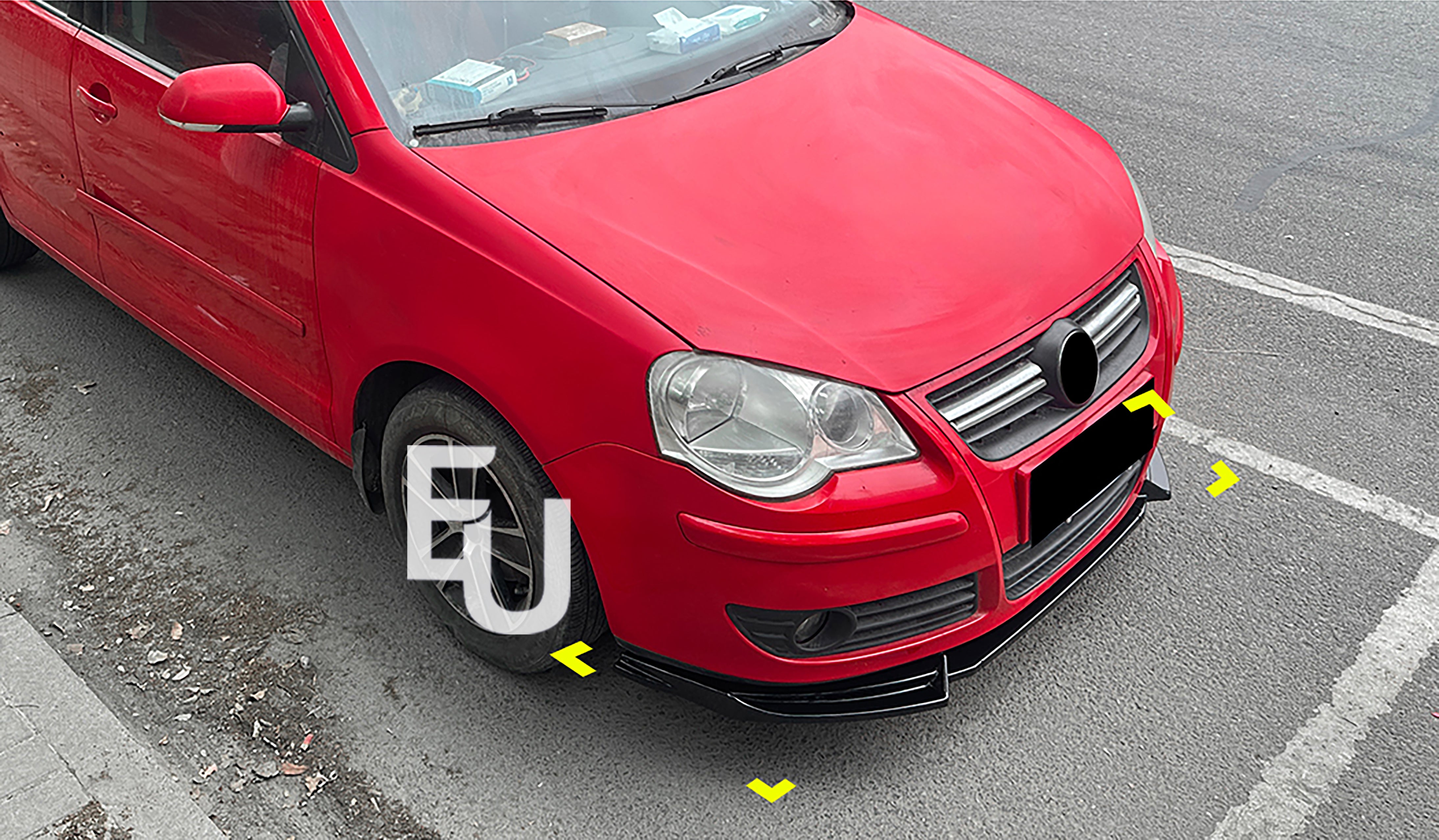 FOR VW POLO MK4 9N3 GLOSS BLACK FRONT SPLITTER LIP SPOILER BODYKIT LCI 2005-2009