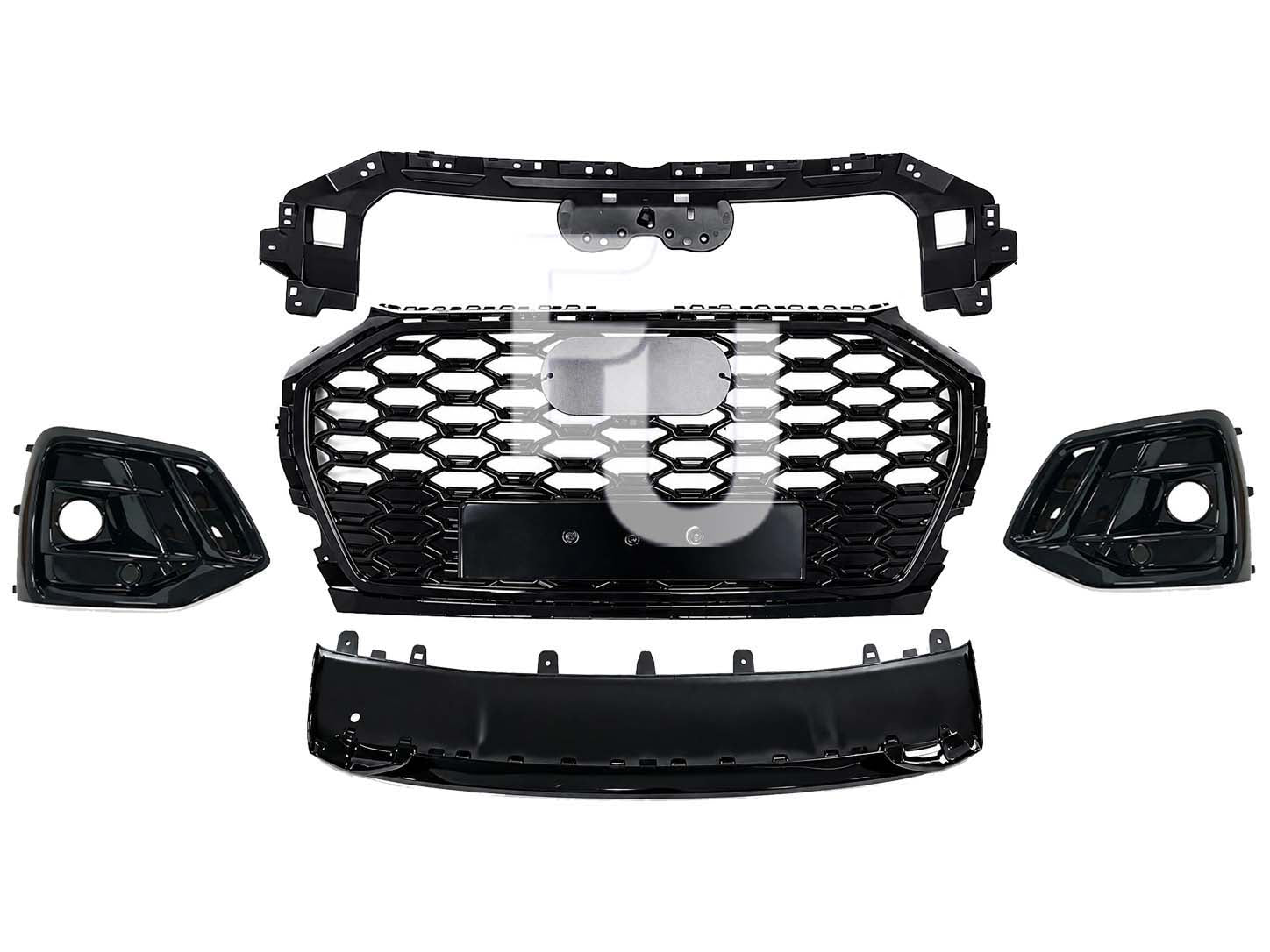 FOR AUDI Q5 SQ5 FY 21-24 RSQ5 STYLE FRONT HONEYCOMB GRILLE FOG COVERS TRIM BLACK