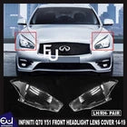 FOR INFINITI Q70 Y51 PAIR RIGHT LEFT FRONT HEADLIGHT HEADLAMP LENS COVER 2014-19