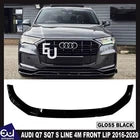 FOR AUDI Q7 SQ7 S LINE 4M BUMPER FRONT SPLITTER LIP SPOILER GLOSS BLACK 16-20