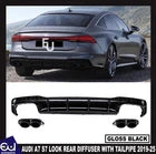 FOR AUDI A7 S-LINE 4K 2019+ S7 LOOK STYLE BLACK REAR DIFFUSER WITH TAILPIPE TIPS