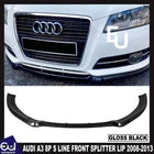FOR AUDI A3 8P S LINE FRONT BUMPER SPLITTER LIP 2008-2013 GLOSS BLACK