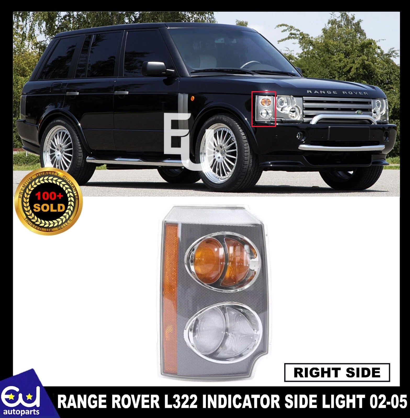 FRONT SIDE INDICATOR LIGHT LAMP ASSY FOR RANGE ROVER L322 RIGHT CORNER RH LENS