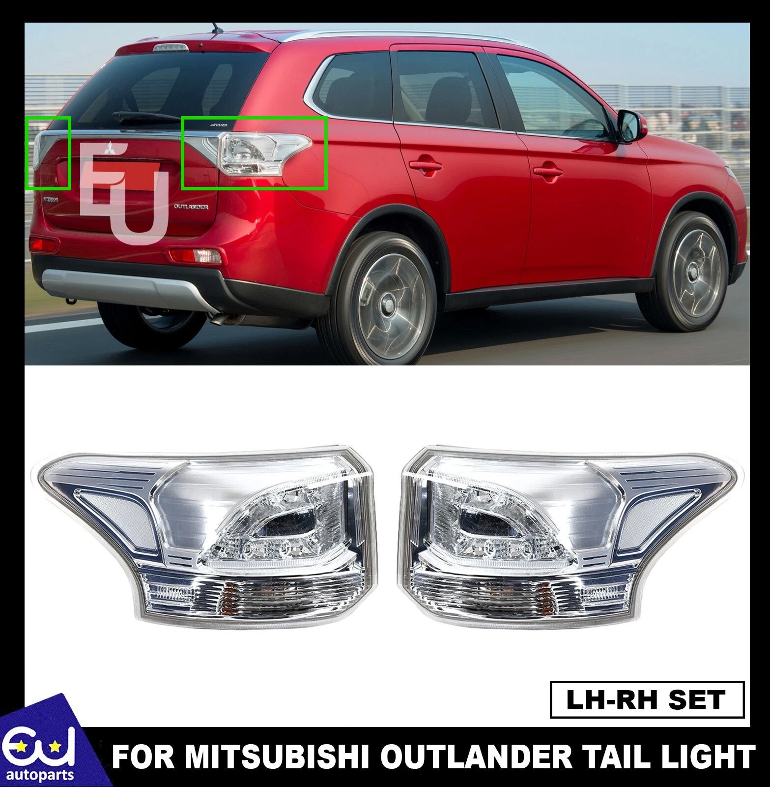 2X RIGHT LEFT SIDE REAR TAIL LIGHT BRAKE LAMP FOR MITSUBISHI OUTLANDER MK3 12-15