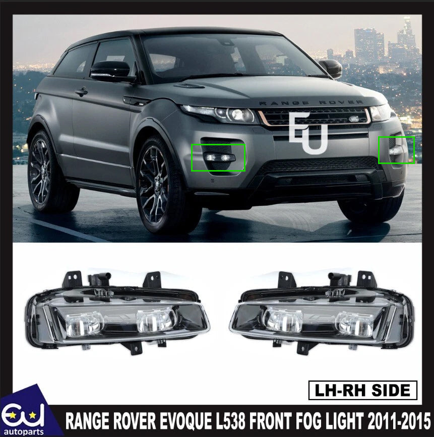 PAIR LED FRONT FOG LIGHT LAMP BLACK FIT FOR RANGE ROVER EVOQUE L538 2011-2015 UK