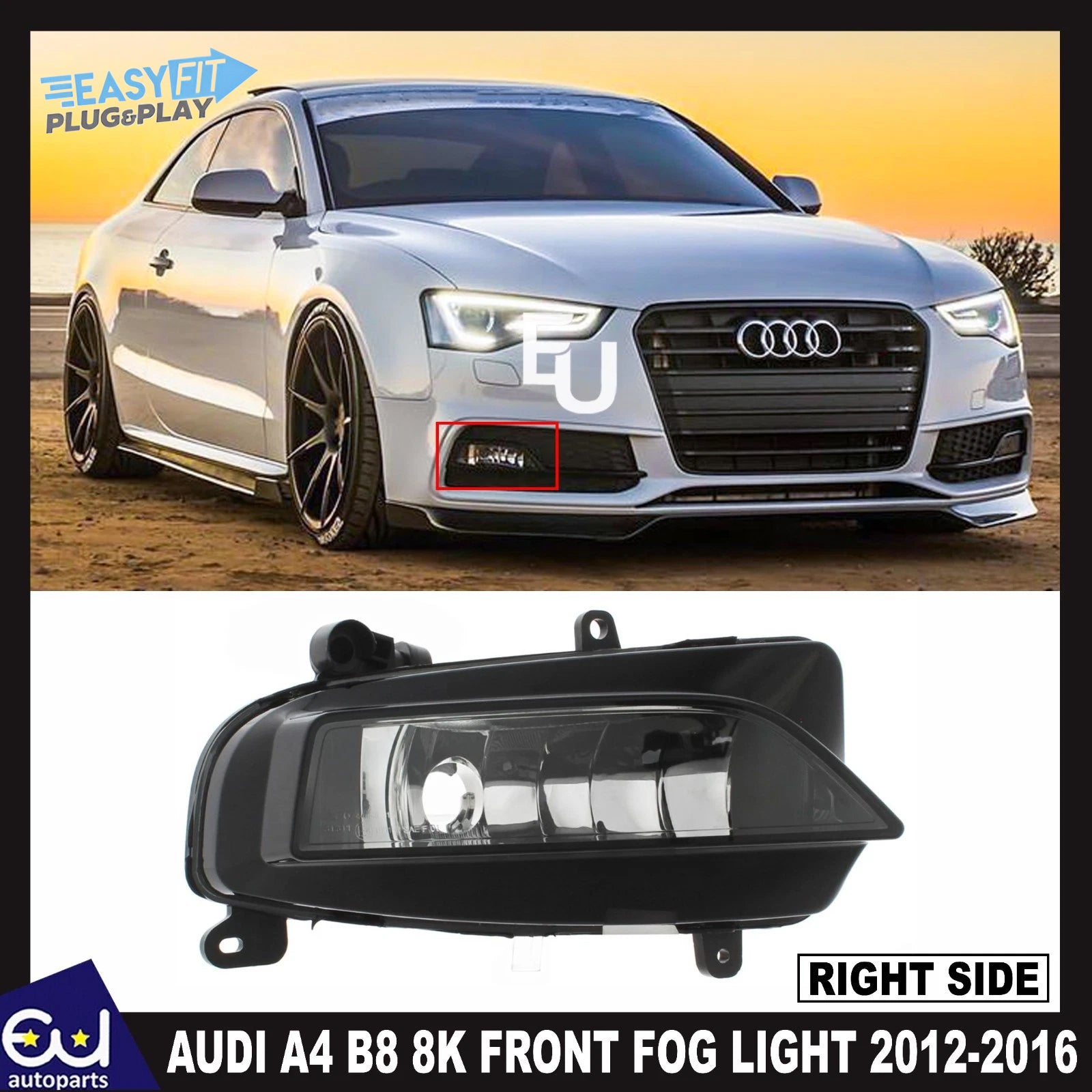 FOG LIGHT AUDI A4 B8 8K ESTATE SALOON 12-16 FRONT SPOT FOG LAMP DRIVER SIDE RH