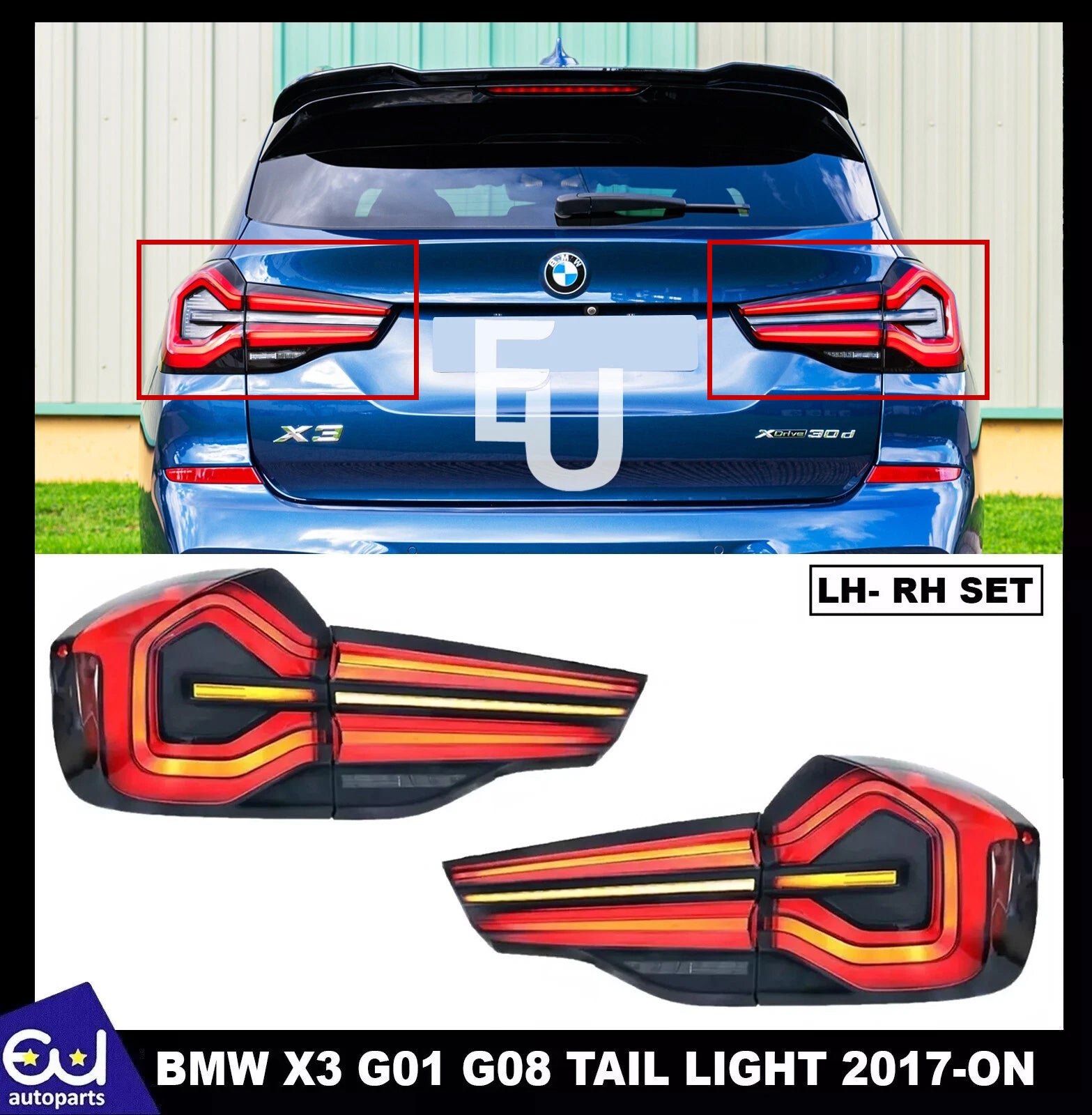LEFT RIGHT SET TAIL REAR LIGHT LAMP 4PCS FOR BMW X3 G01 2017-ON UPGRADE 2022