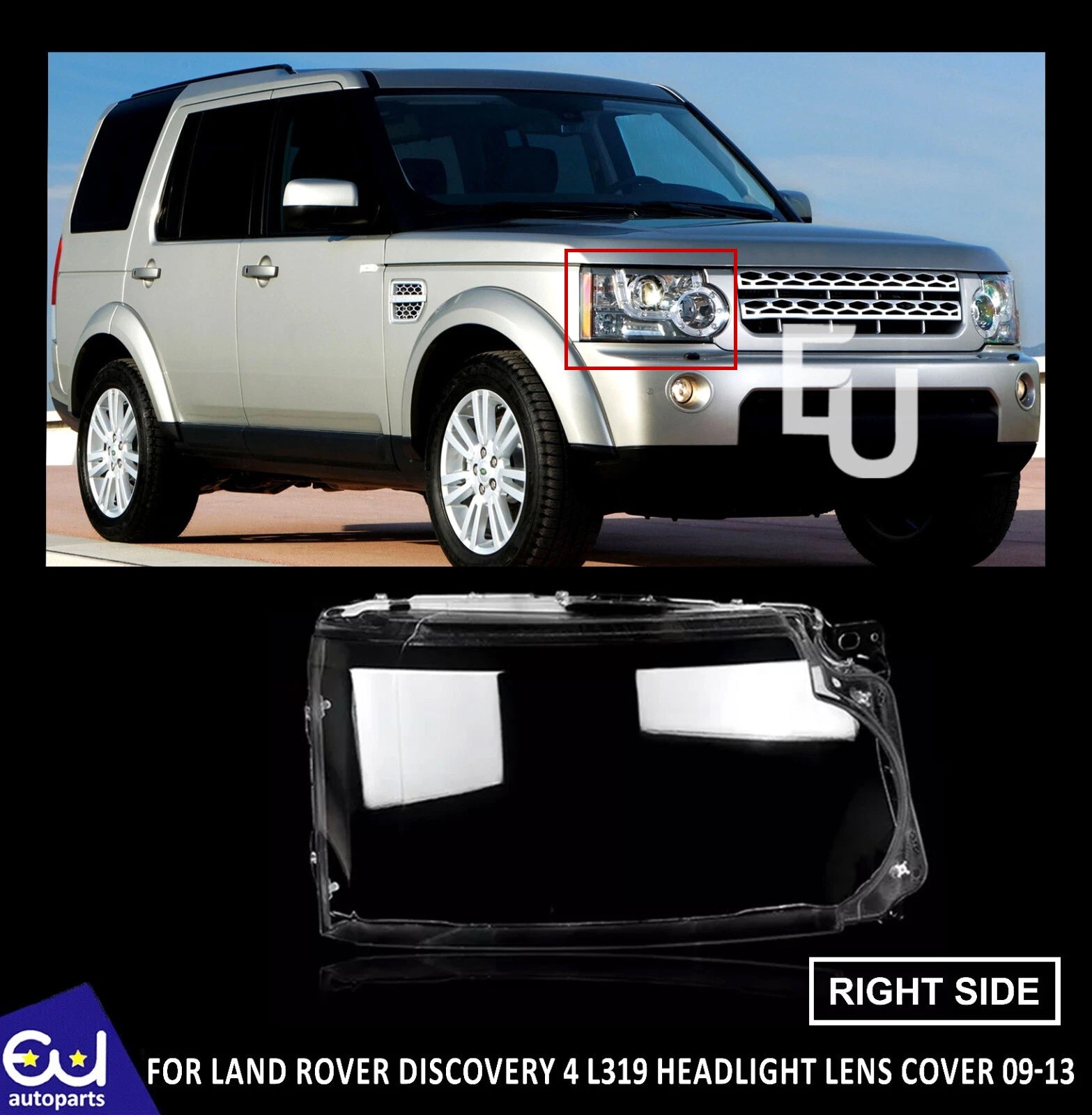 LEFT+RIGHT HEADLIGHT LENS HEADLAMP COVER FOR LAND ROVER DISCOVERY 4 L319 10-13