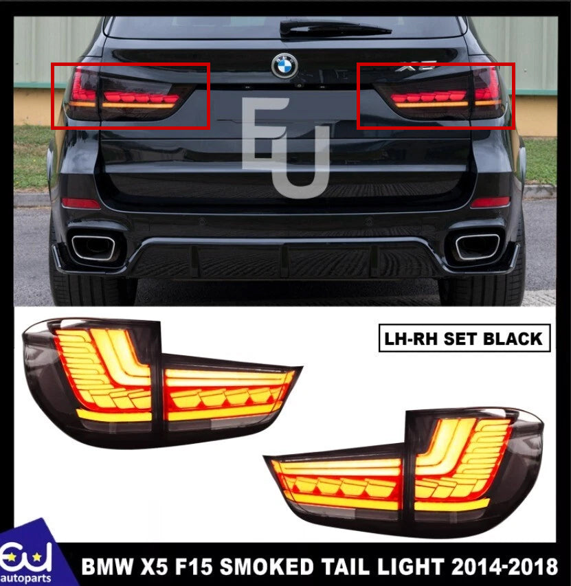 FOR BMW X5 F15 2013-2018 PAIR GTS LED BLACK SMOKED ANIMATION TAIL LIGHTS LAMP