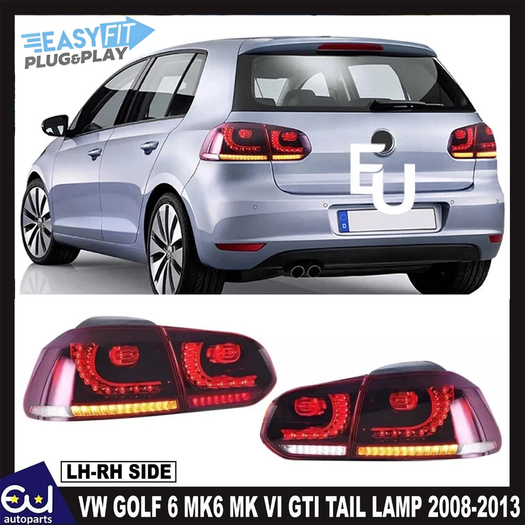 FOR VW GOLF MK6 LED R-DESIGN SEQUENTIAL SWIPE TAIL LIGHTS LAMP LAMPS SET PAIR