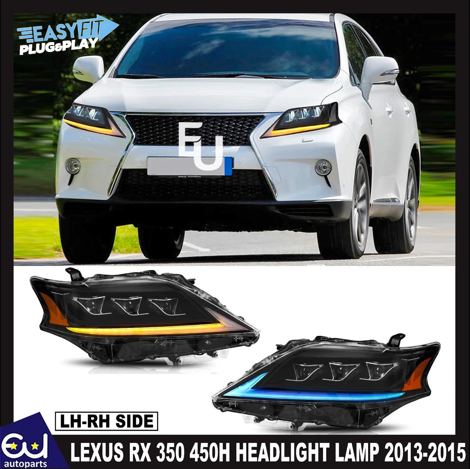 FULL LED HEAD LIGHT LAMP FOR LEXUS RX 350 450H WITH BLUE DRL SEQUENTIAL 13-2015