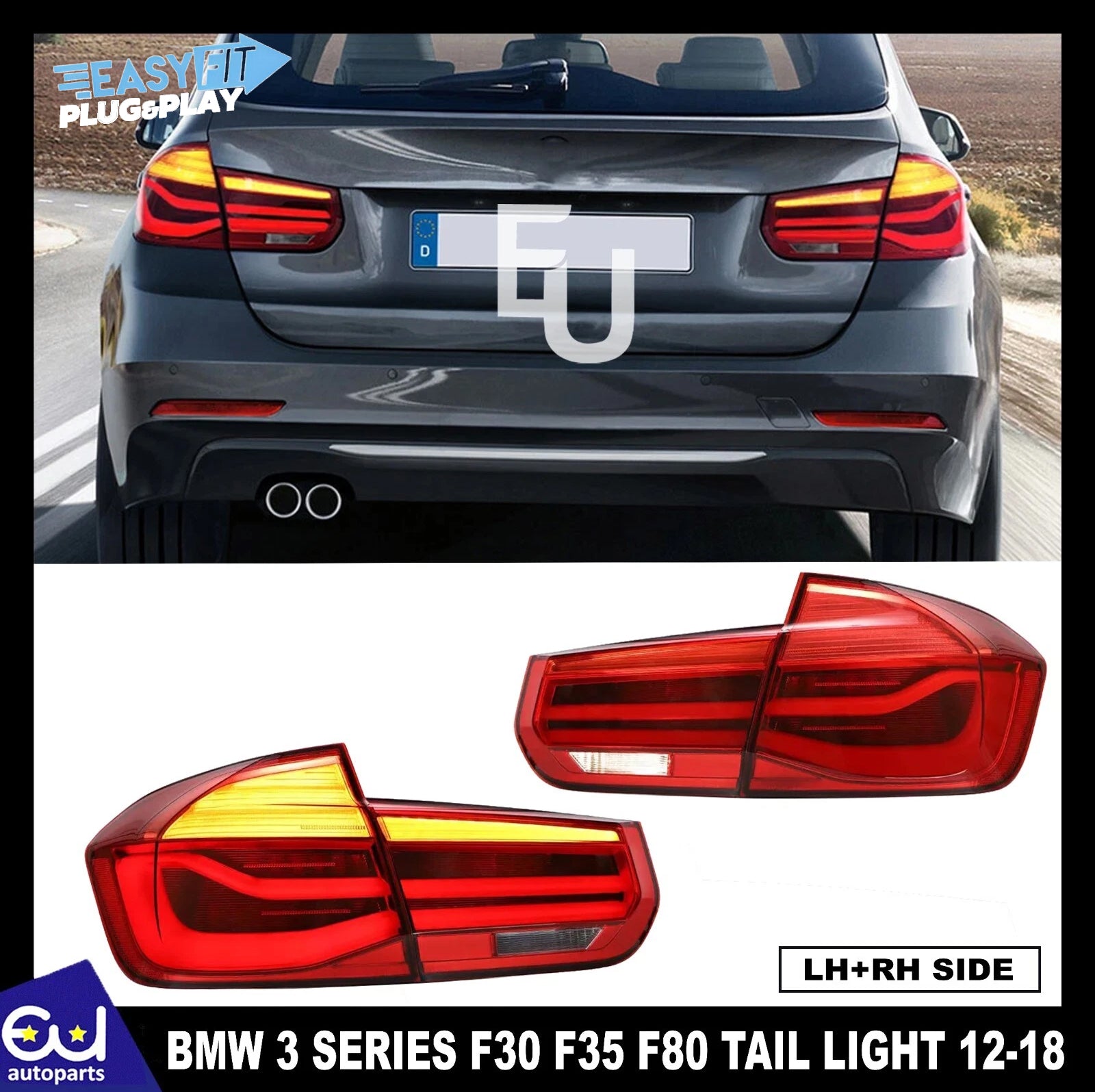 PAIR LED LCI RED REAR LIGHTS FOR BMW 3 SERIES M3 F30 F80 2012-2018 BRAKE LAMPS