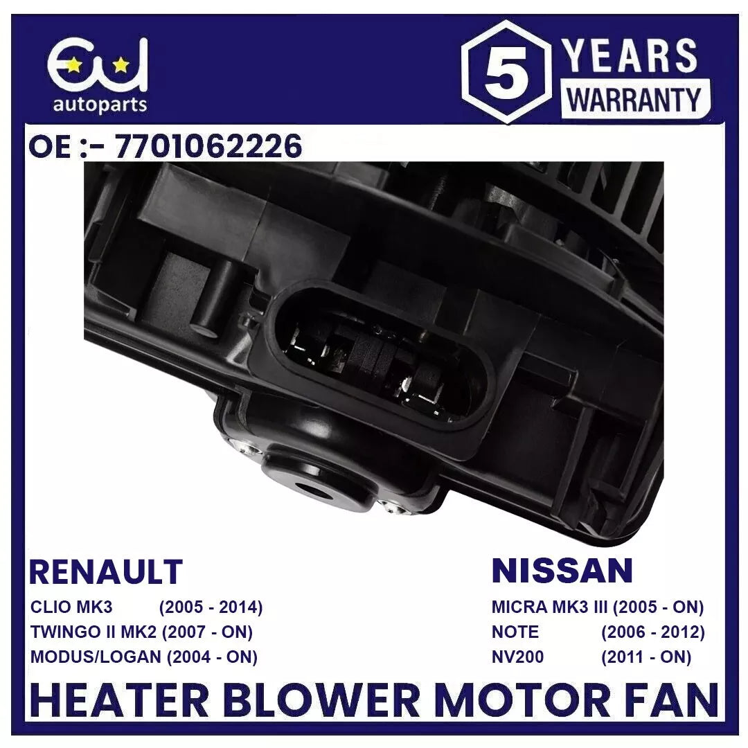 FOR NISSAN MICRA K12 / MICRA C+C K12 / NOTE E11 / NV200 HEATER BLOWER MOTOR FAN