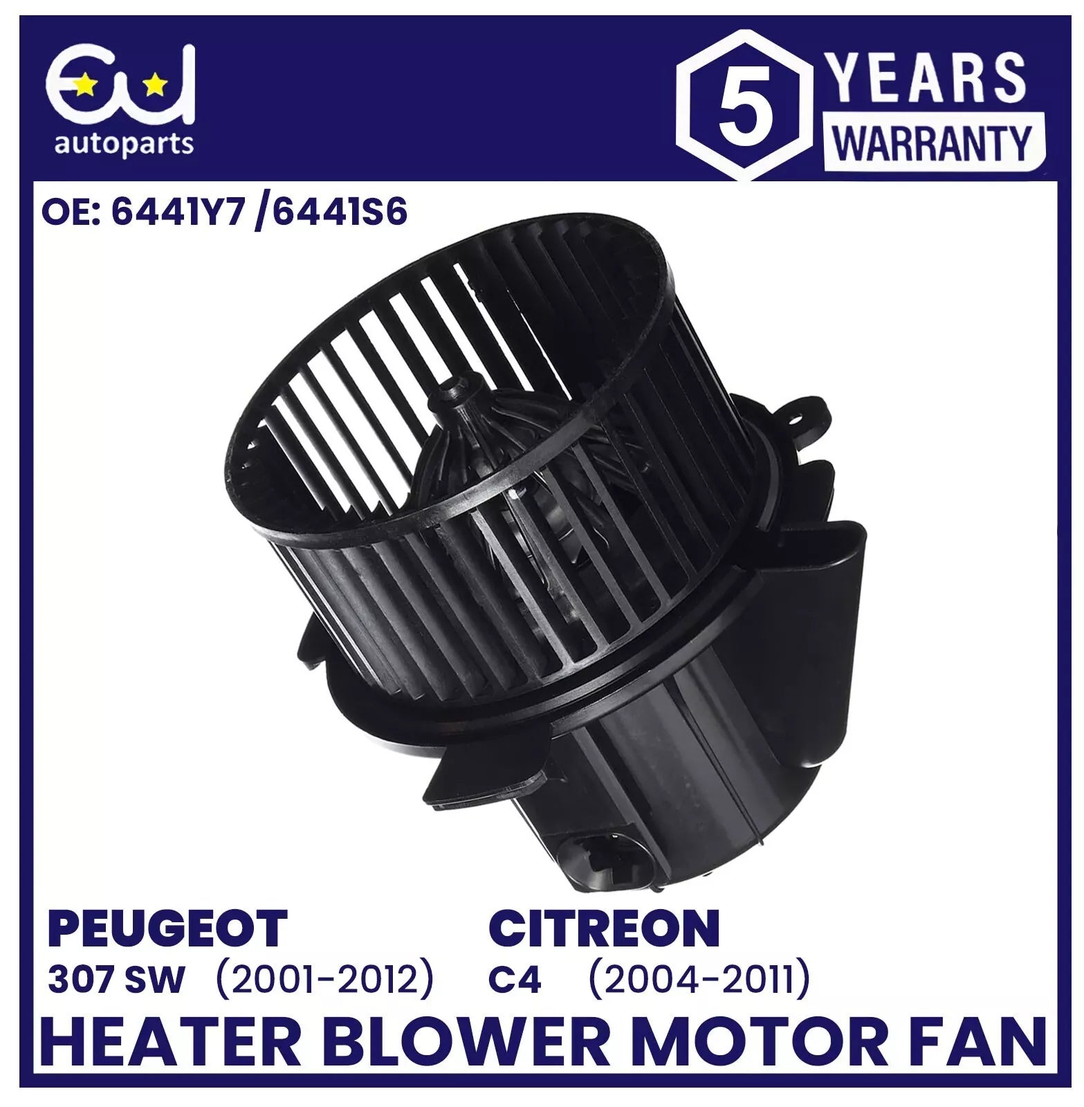 HEATER BLOWER MOTOR FAN FOR PEUGEOT 307 SW 01-12 CITREON C4 2004-2011 6441Y7