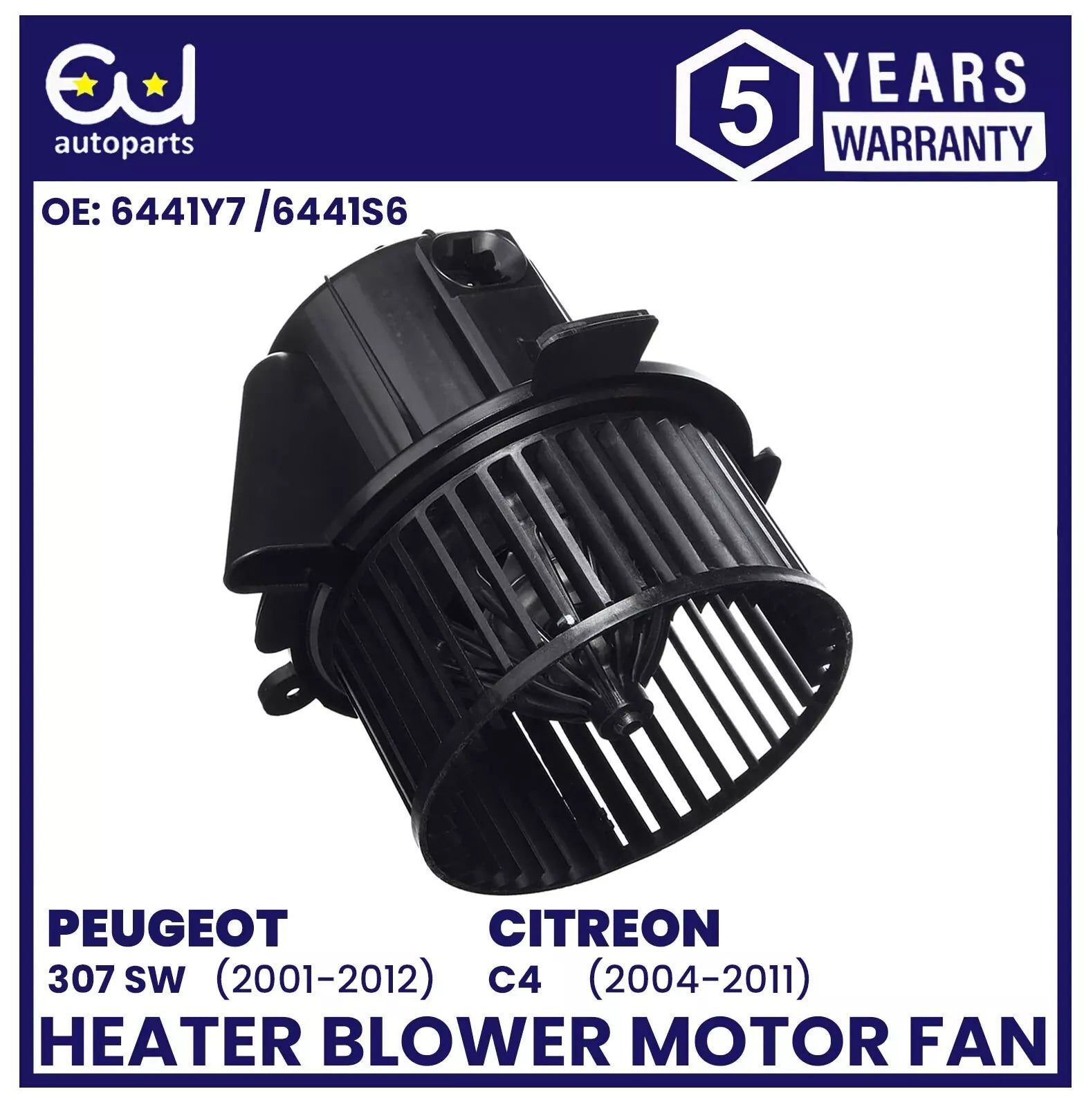 HEATER BLOWER MOTOR FAN FOR PEUGEOT 307 SW 01-12 CITREON C4 2004-2011 6441Y7