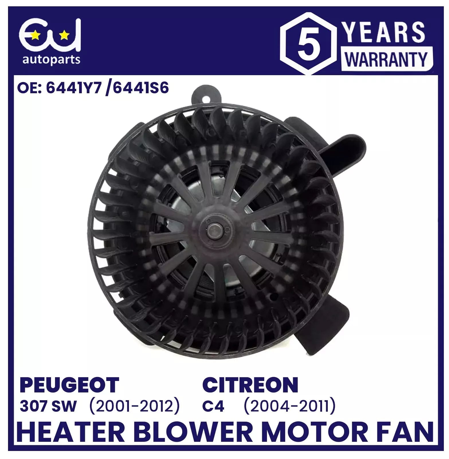 HEATER BLOWER MOTOR FAN FOR PEUGEOT 307 SW 01-12 CITREON C4 2004-2011 6441Y7