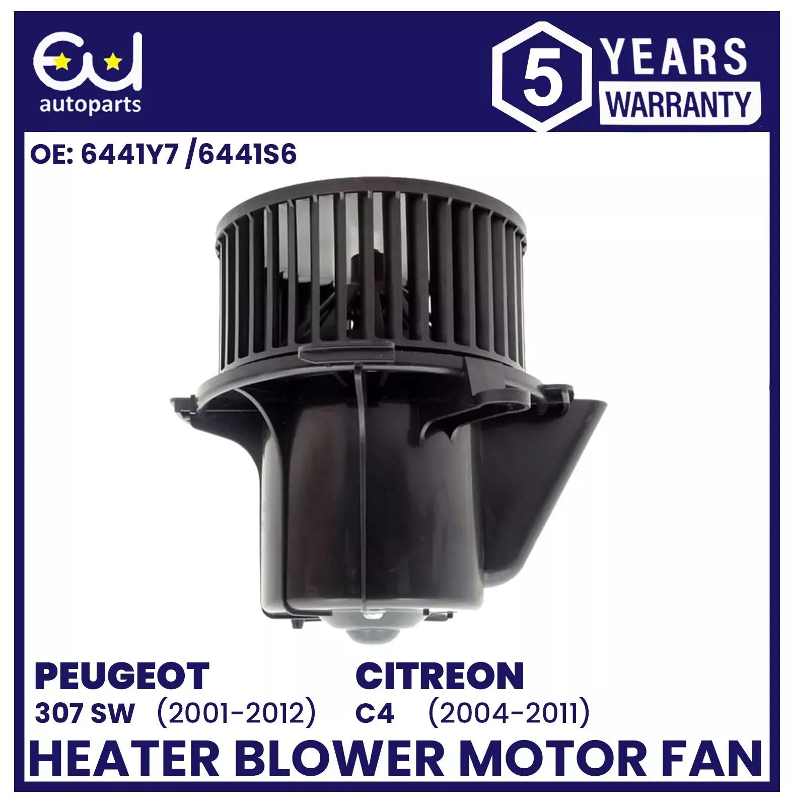 HEATER BLOWER MOTOR FAN FOR PEUGEOT 307 SW 01-12 CITREON C4 2004-2011 6441Y7