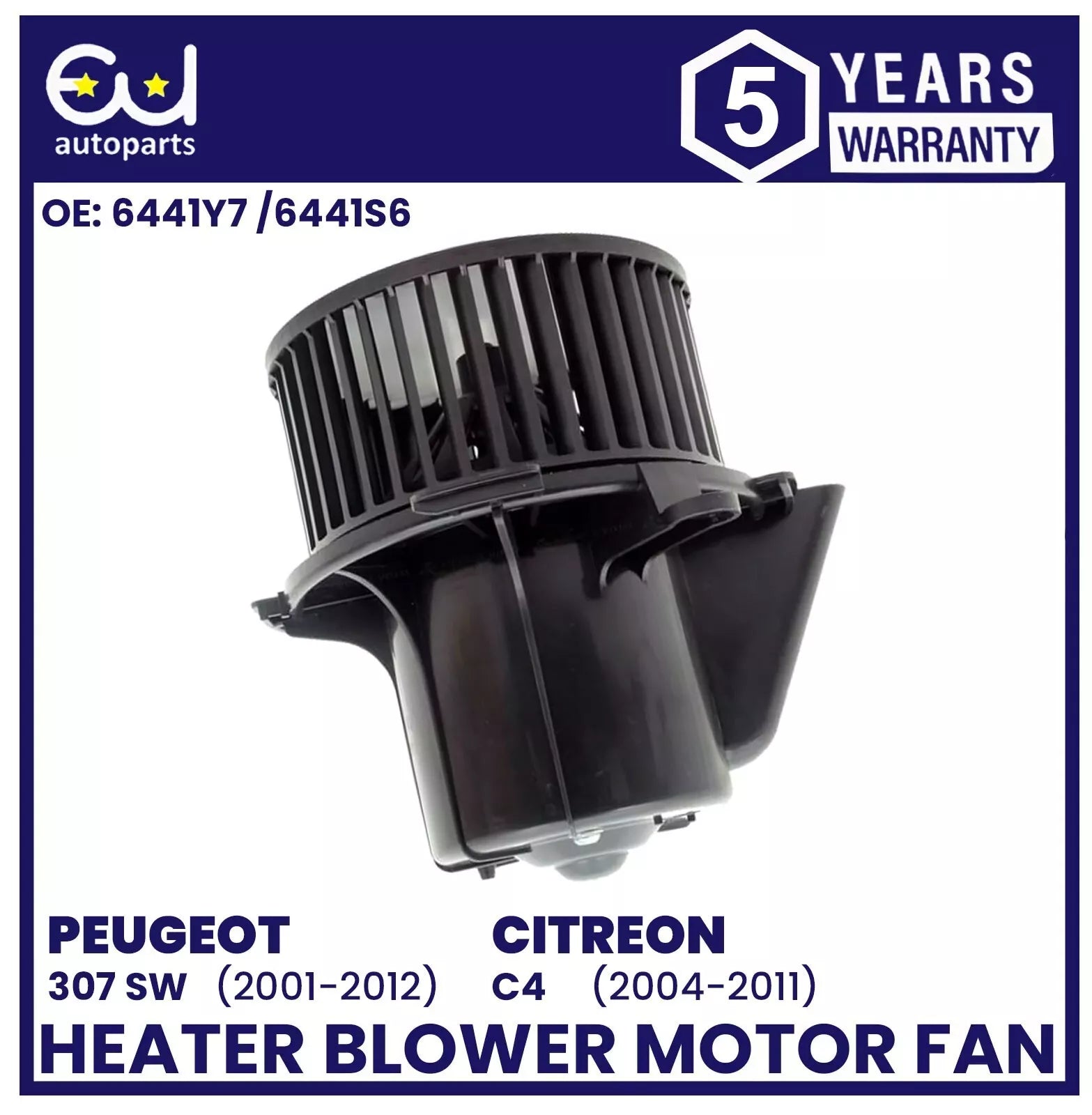 HEATER BLOWER MOTOR FAN FOR PEUGEOT 307 SW 01-12 CITREON C4 2004-2011 6441Y7