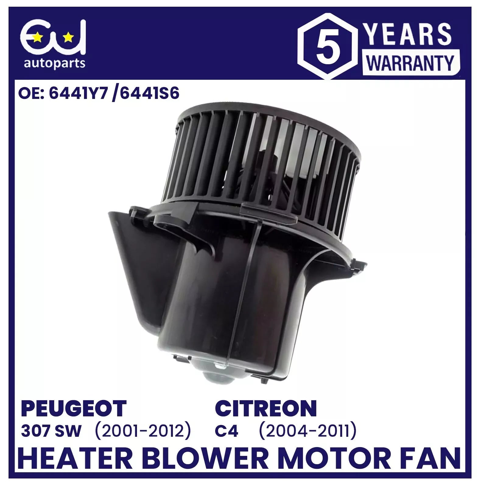 HEATER BLOWER MOTOR FAN FOR PEUGEOT 307 SW 01-12 CITREON C4 2004-2011 6441Y7