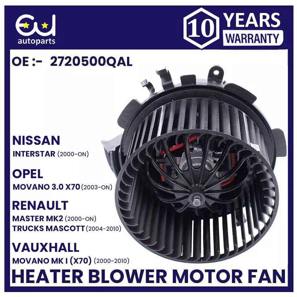 HEATER BLOWER MOTOR FOR NISSAN INTERSTAR VAUXHALL MOVANO RENAULT MASTER MASCOTT