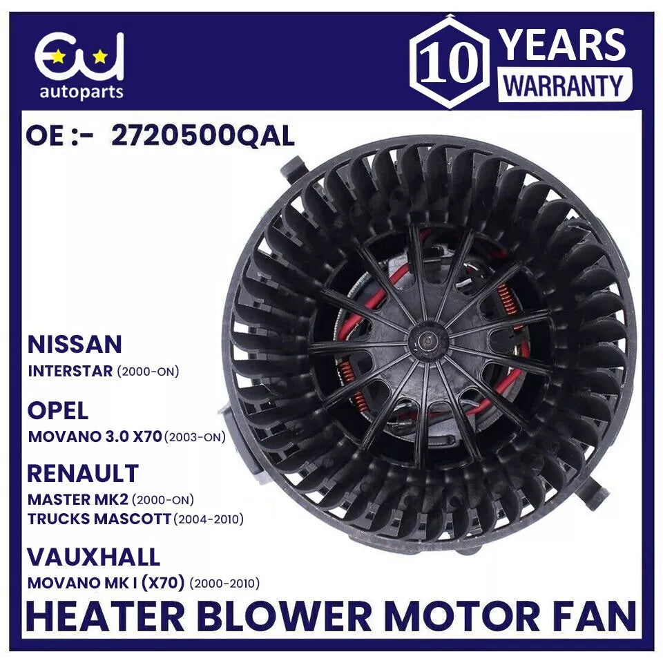 HEATER BLOWER MOTOR FOR NISSAN INTERSTAR VAUXHALL MOVANO RENAULT MASTER MASCOTT