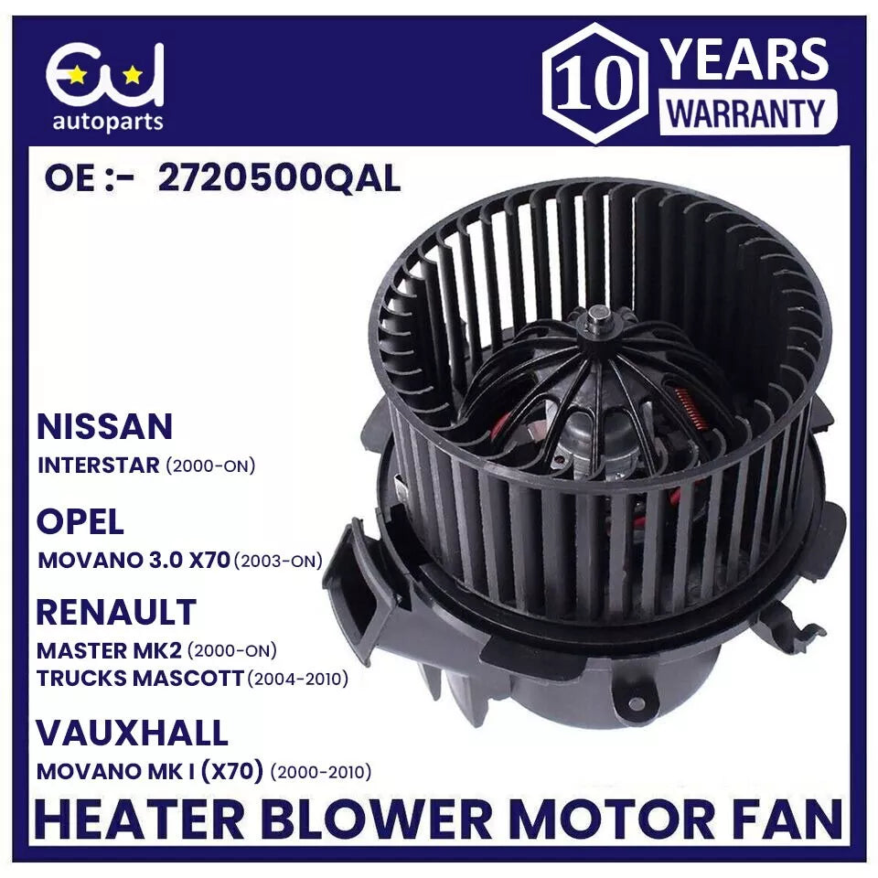 HEATER BLOWER MOTOR FOR NISSAN INTERSTAR VAUXHALL MOVANO RENAULT MASTER MASCOTT
